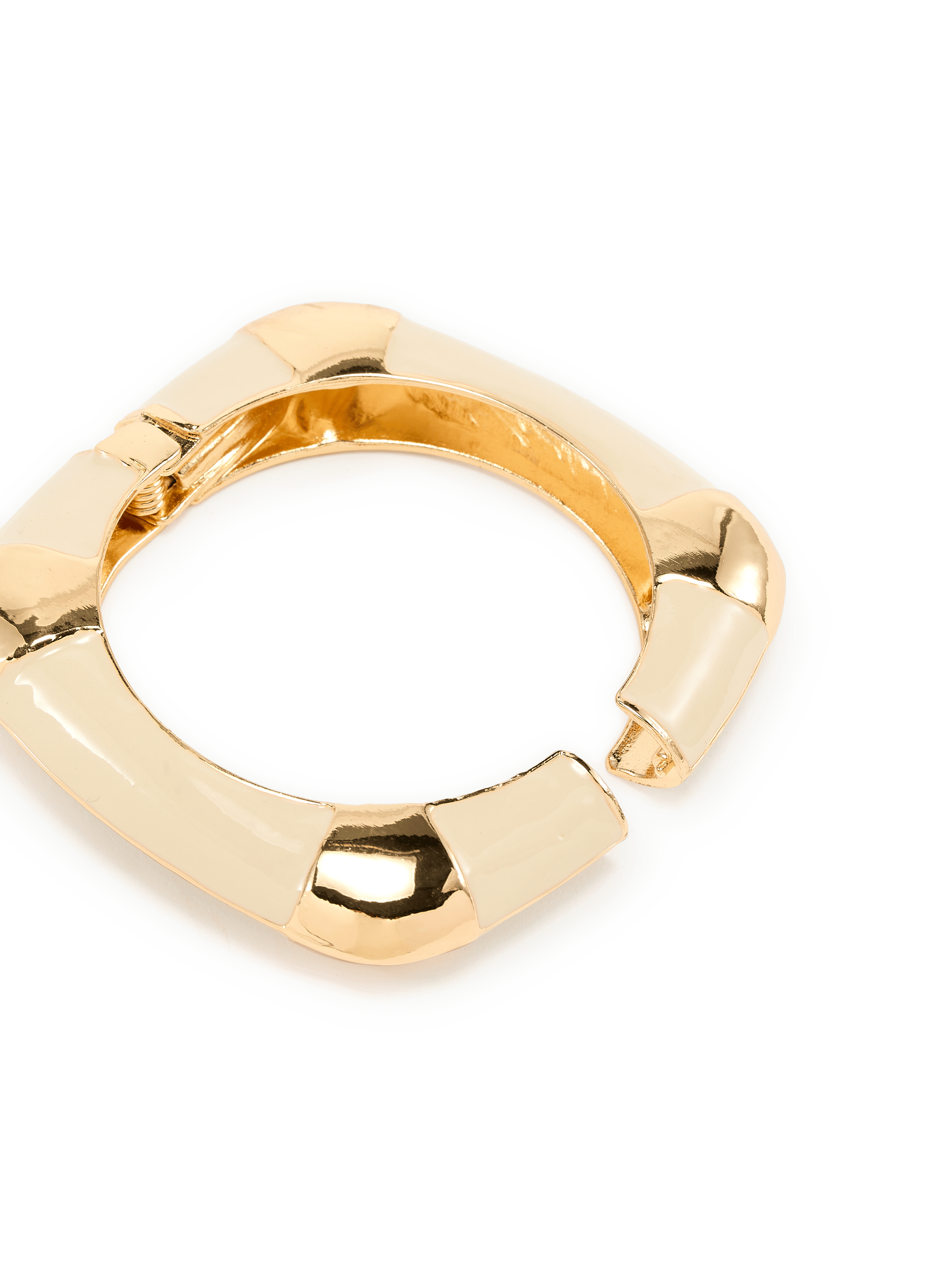 Gelbgold vergoldetes Emaille-Armband. AU PRINTEMPS PARIS Beige