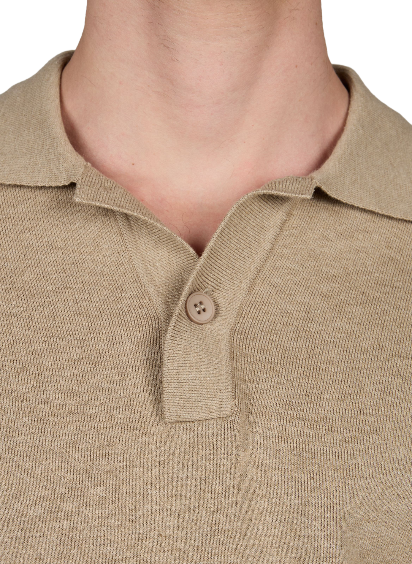 Ruimvallende polo met lange mouwen van gemengd katoen SAMSOE SAMSOE Beige