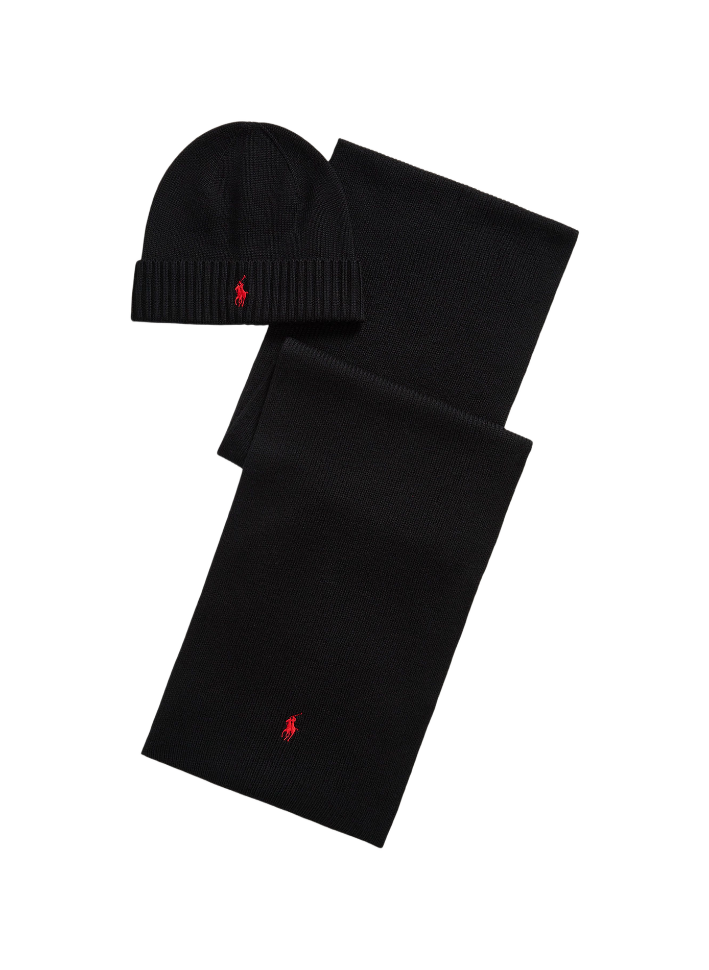 Coffret bonnet et écharpe en coton POLO RALPH LAUREN Noir