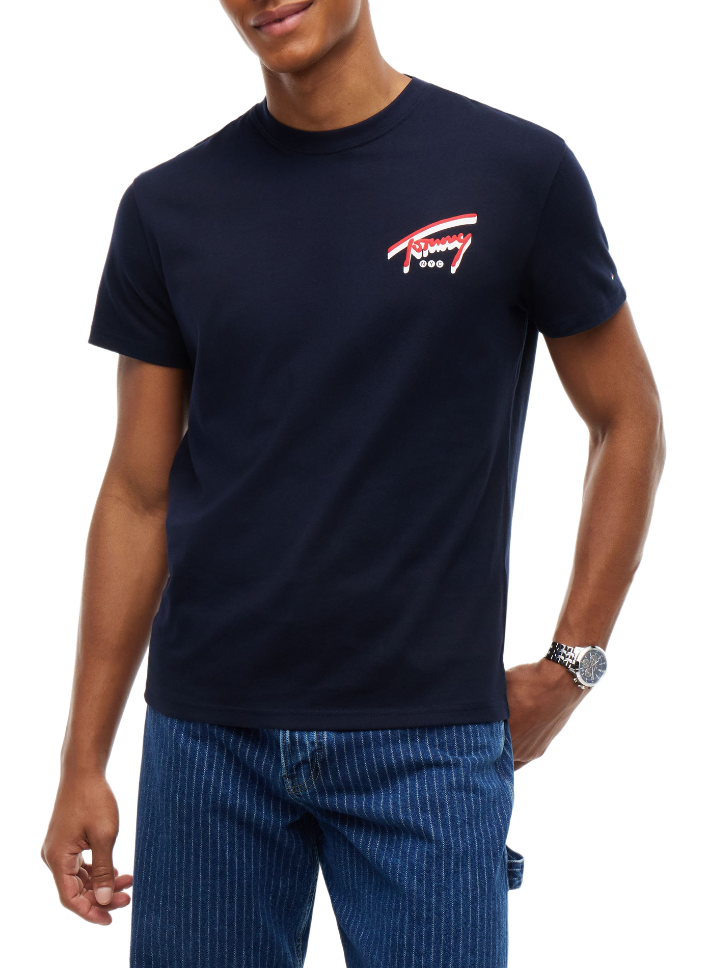 T-shirt droit col rond sérigraphié TOMMY HILFIGER Bleu