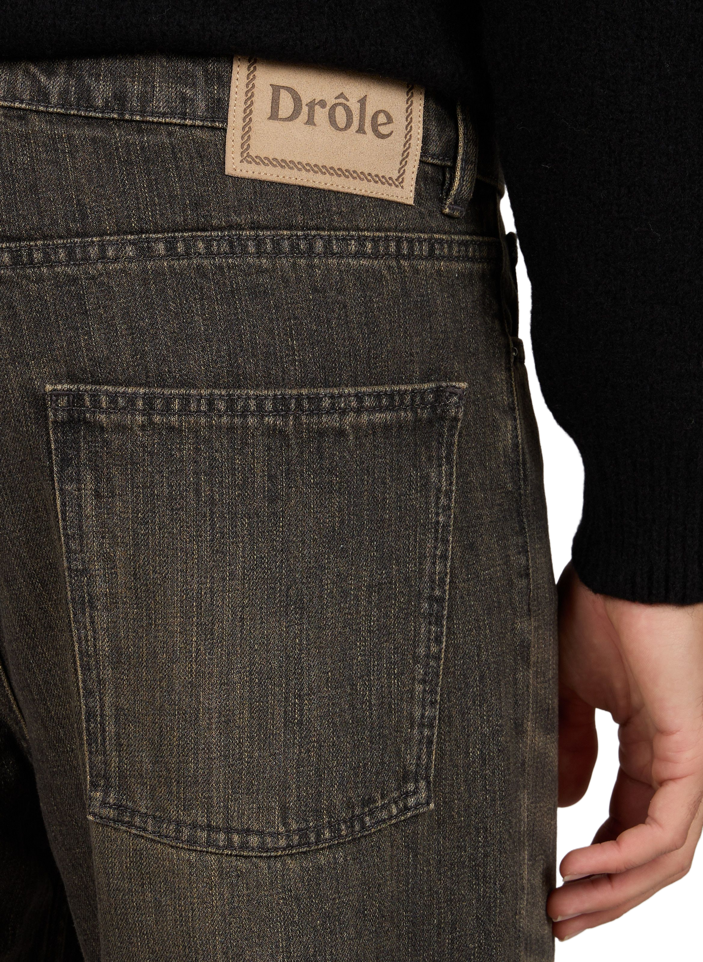 Straight-leg trousers in washed cotton denim DROLE DE MONSIEUR Khaki