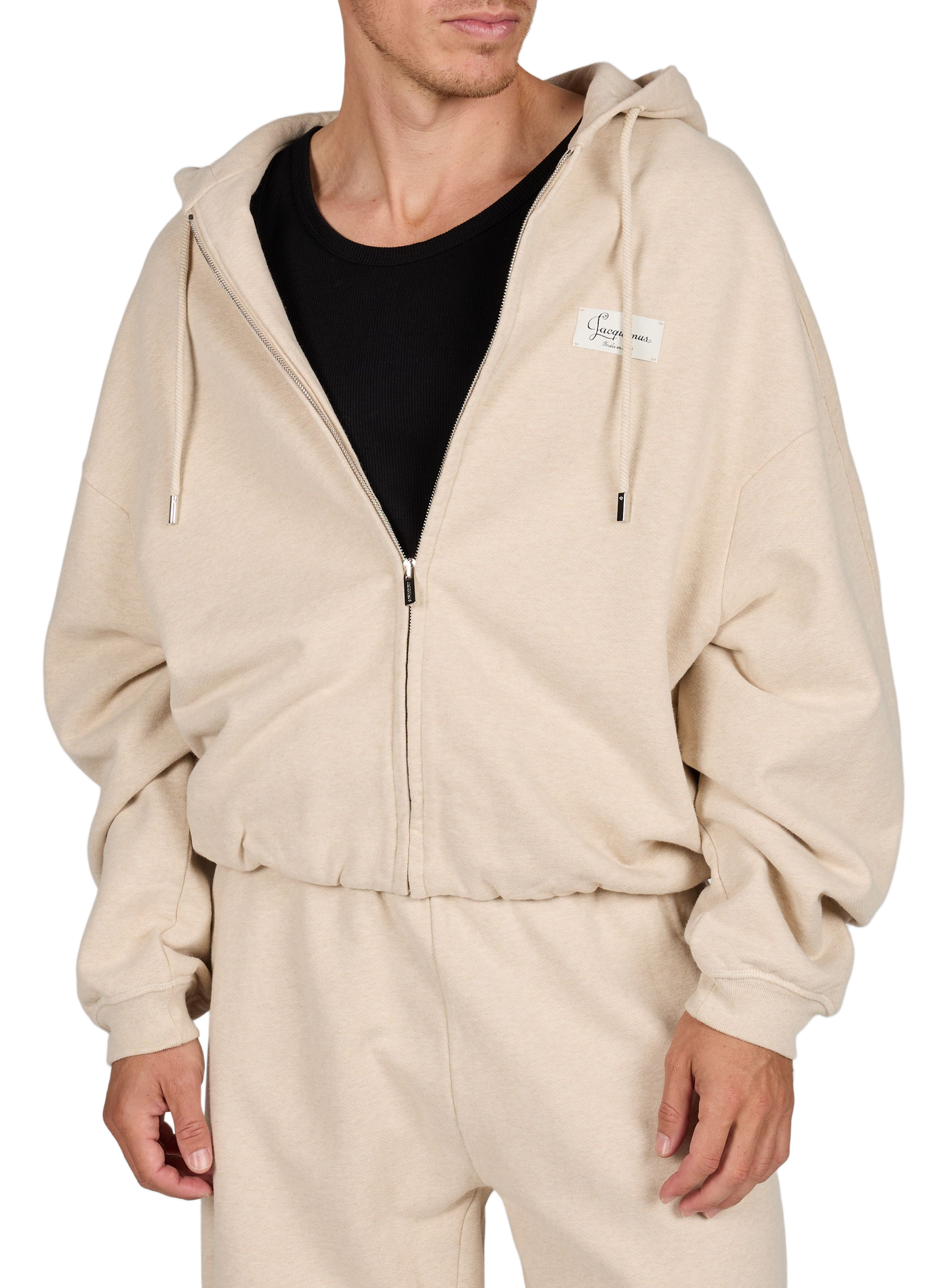 Effen hoodie met rits JACQUEMUS Beige