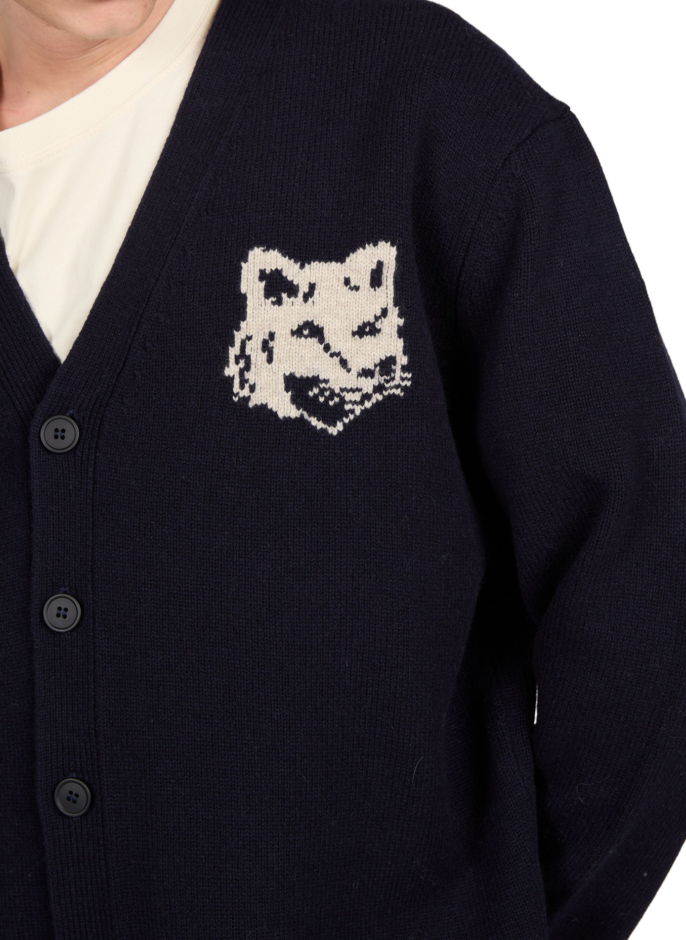 Wool Fox Head Cardigan MAISON KITSUNÉ Blue
