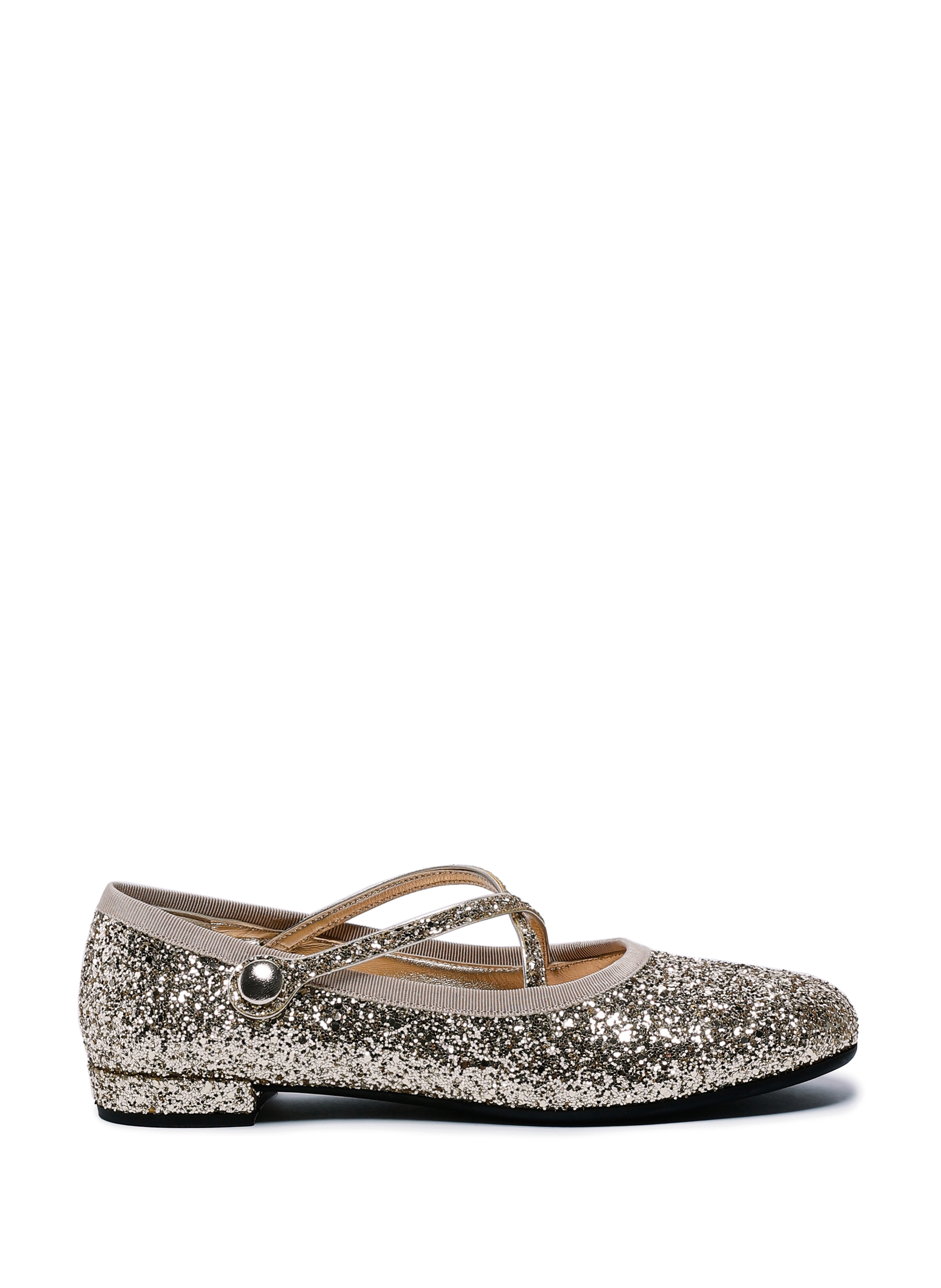 MIU MIU Ballet Flats in glitter fabric Golden