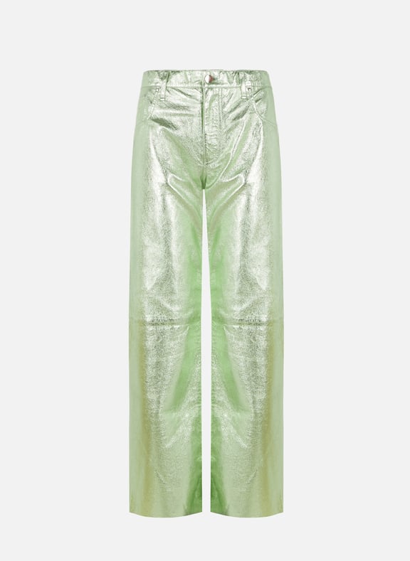 Metallic leather trousers Green by MINUIT MINUIT Metallic leather trousers Green