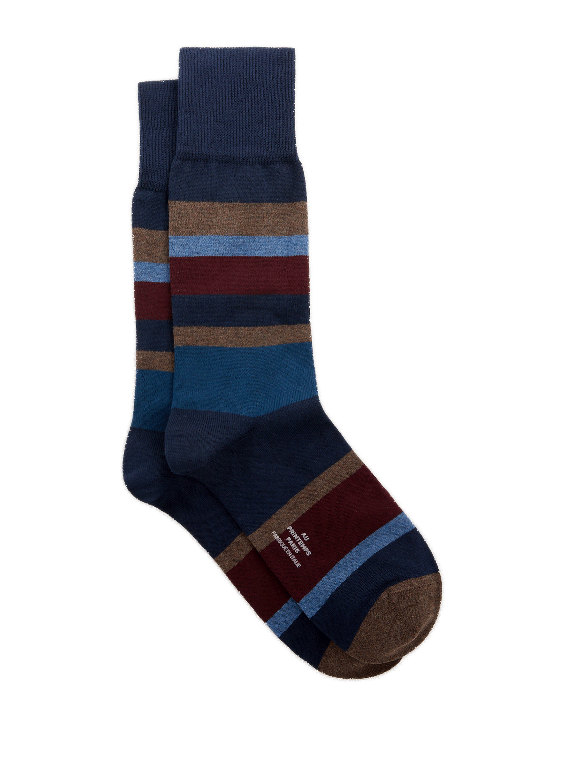 Chaussettes hautes rayées en coton mélangé