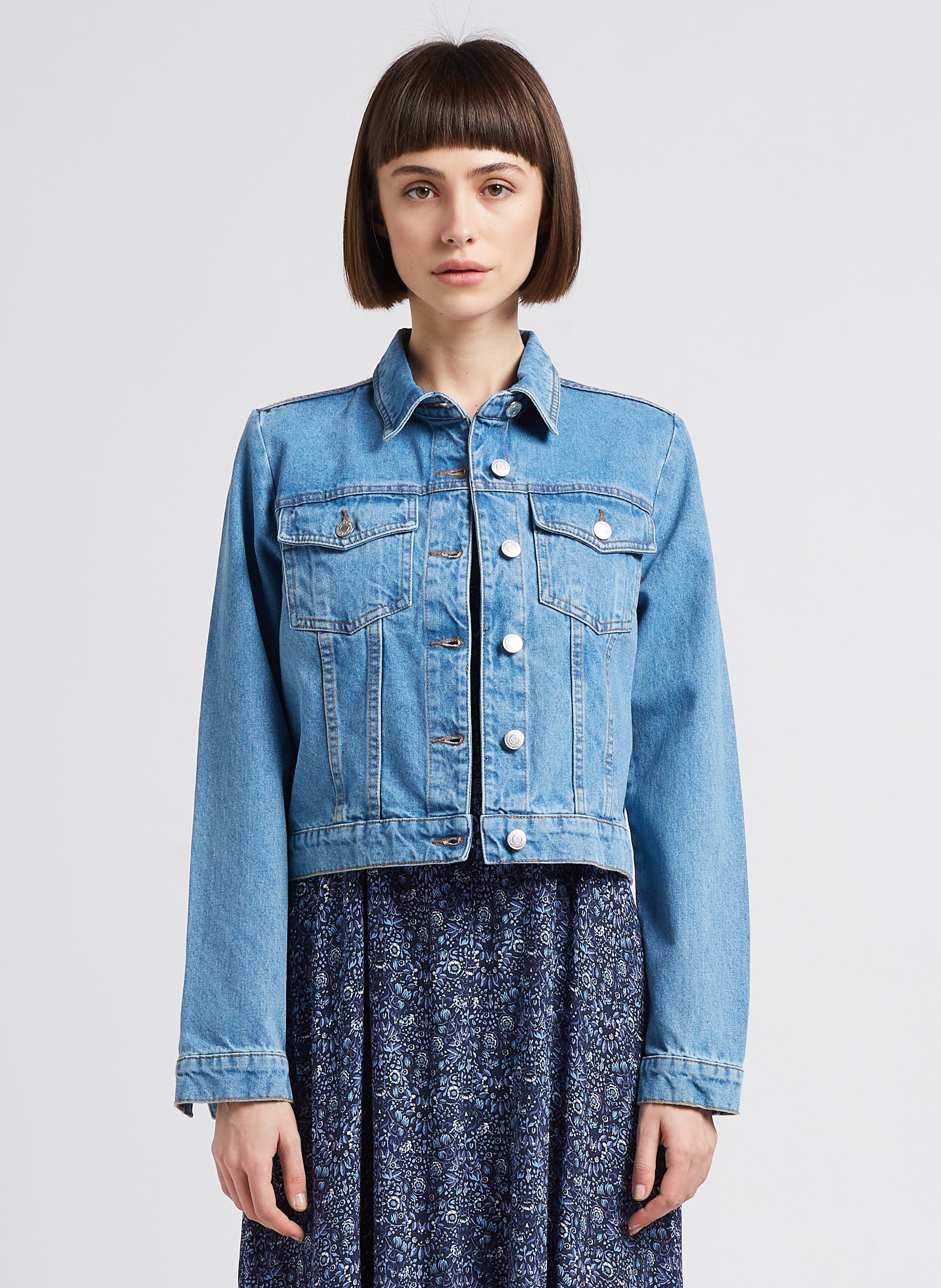 VESTE EN JEAN COURTE COL CLASSIQUE EN COTON IKKS pour FEMME