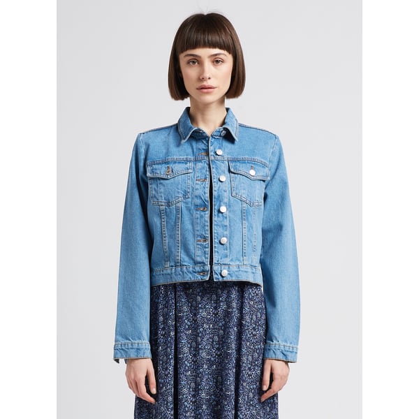 Veste en jean courte col classique en coton