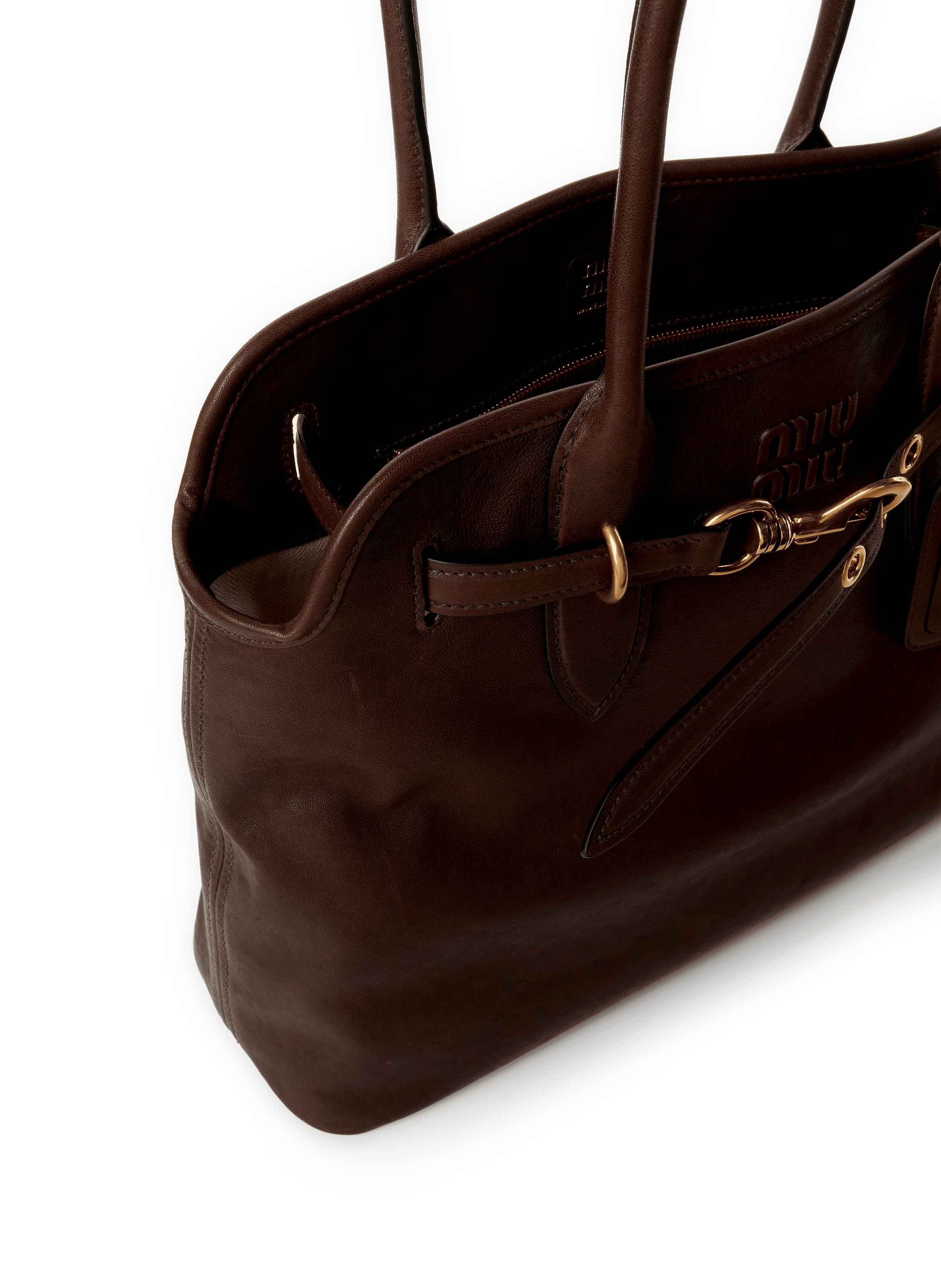 Sac à main Aventure en cuir  MIU MIU Marron