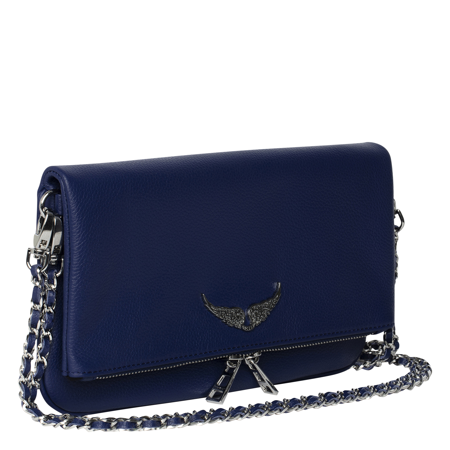 Pochette en cuir rock ZADIG&VOLTAIRE Bleu