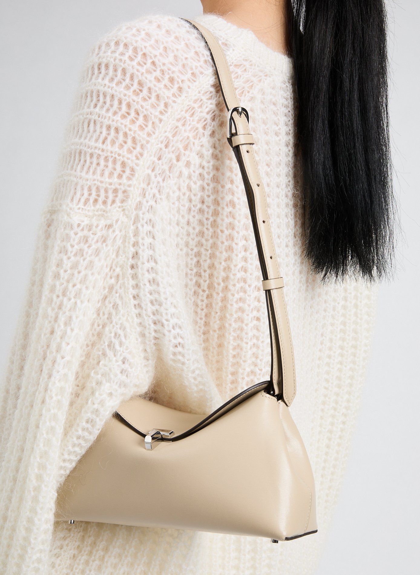 T-lock leather handbag TOTEME Beige