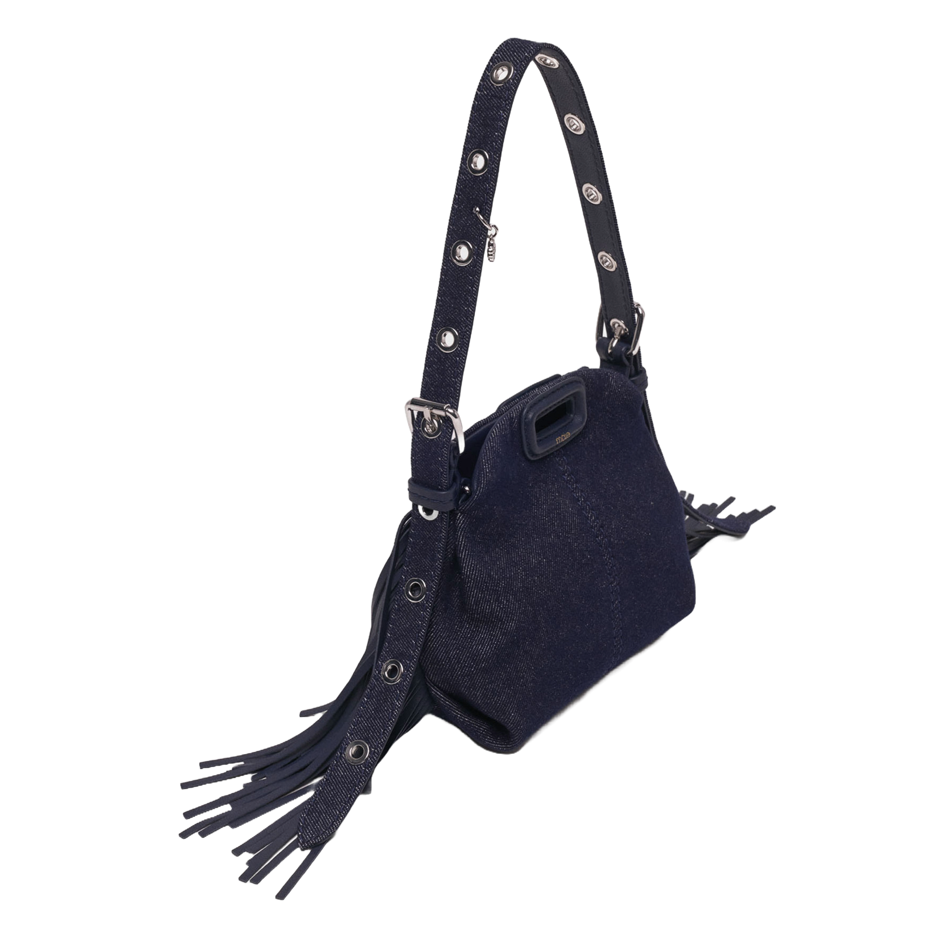 Sac bandoulière en denim de coton miss m MAJE Bleu
