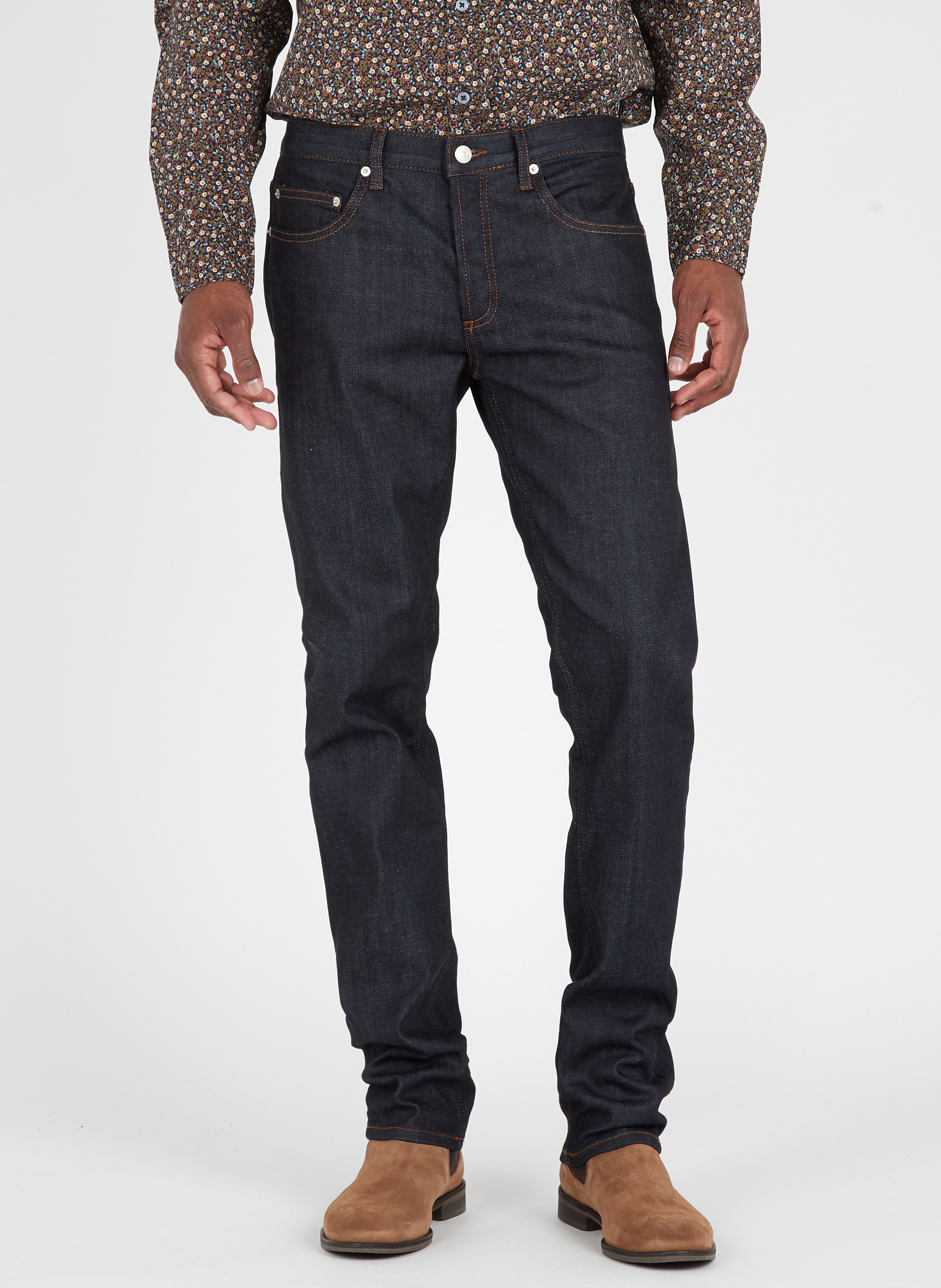 Jean slim en coton mélangé Bleu