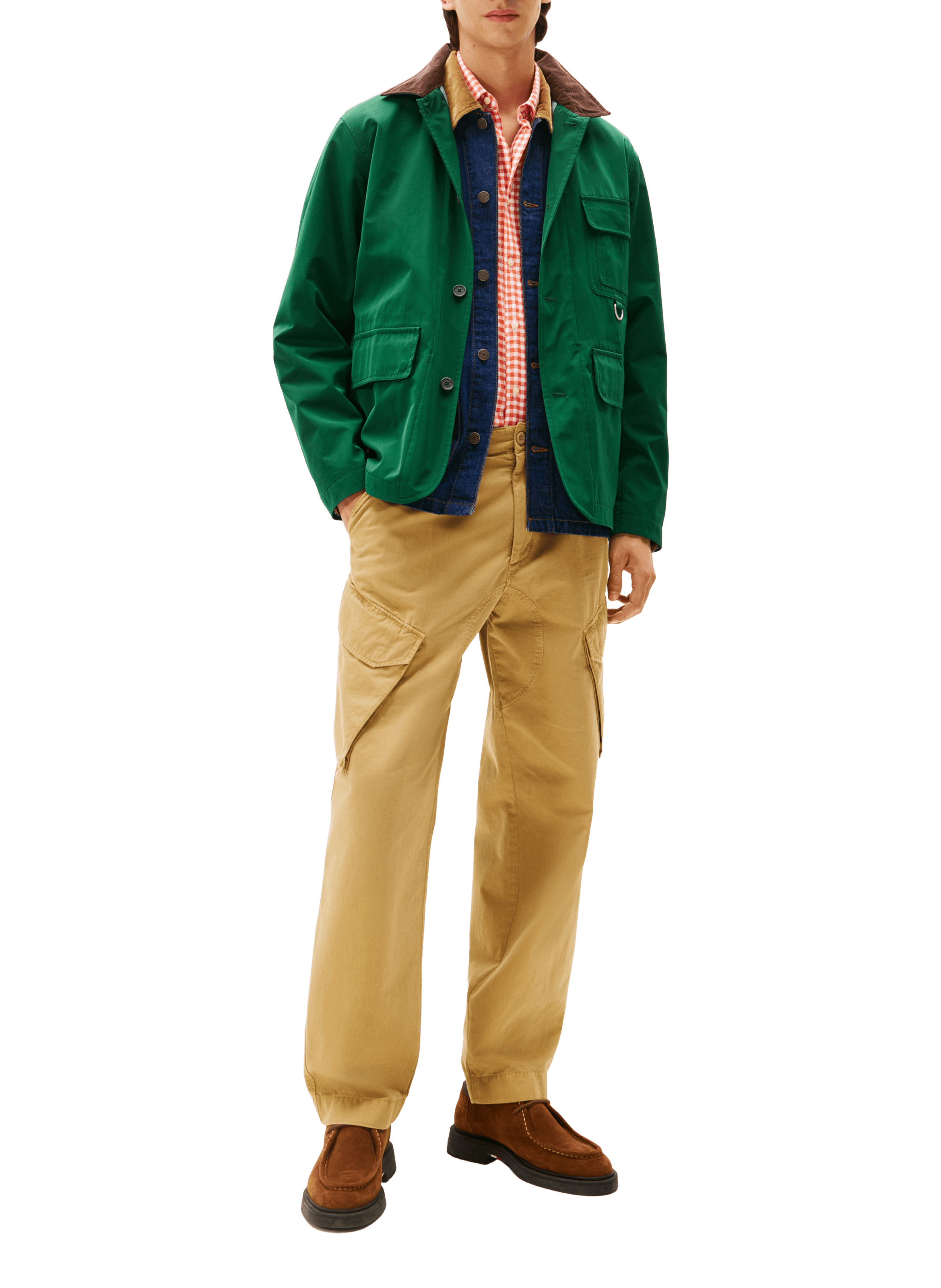 Straight jacket with classic contrasting collar TOMMY HILFIGER Green