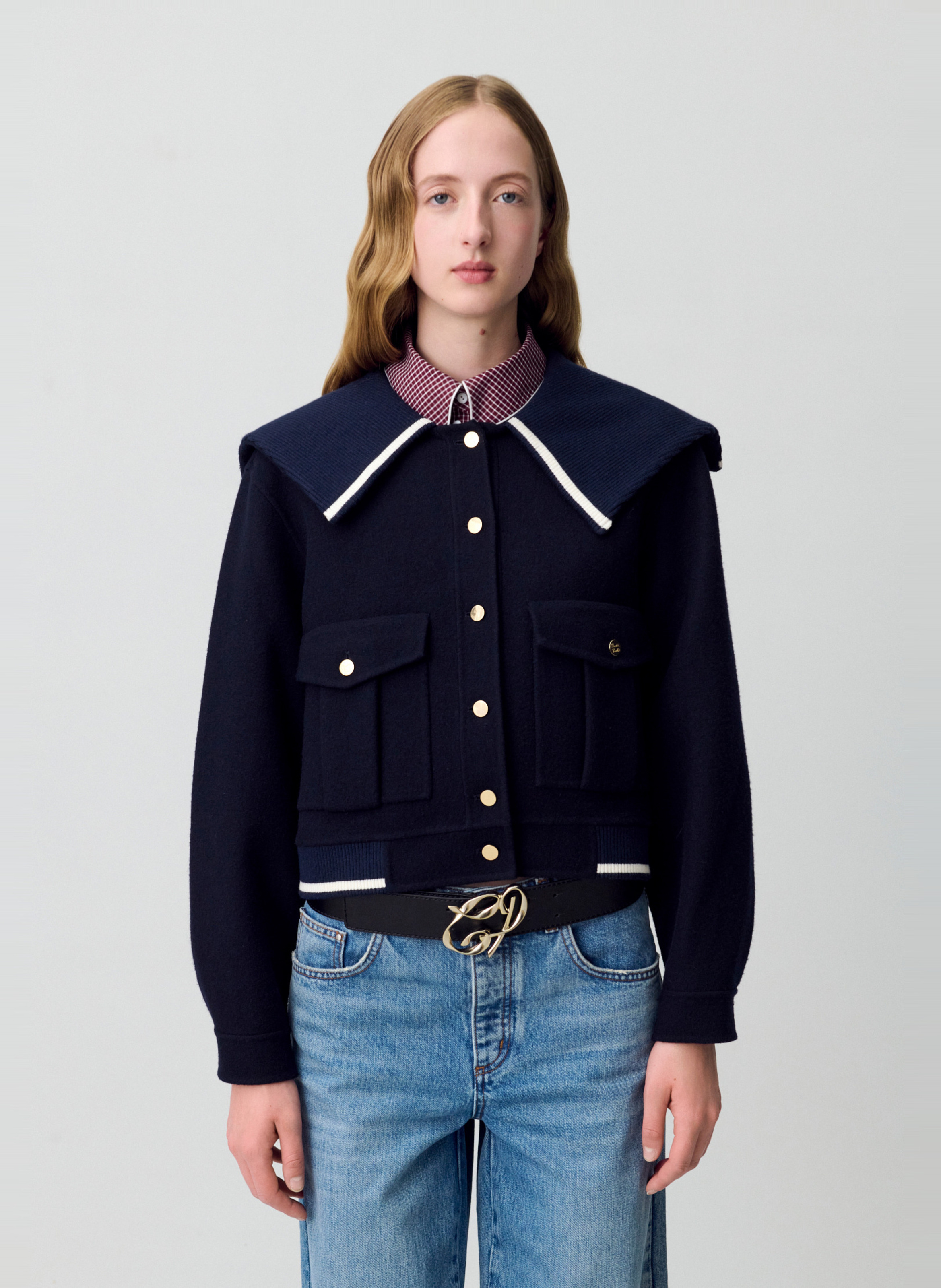 Veste en laine mélangée gesna CLAUDIE PIERLOT Bleu