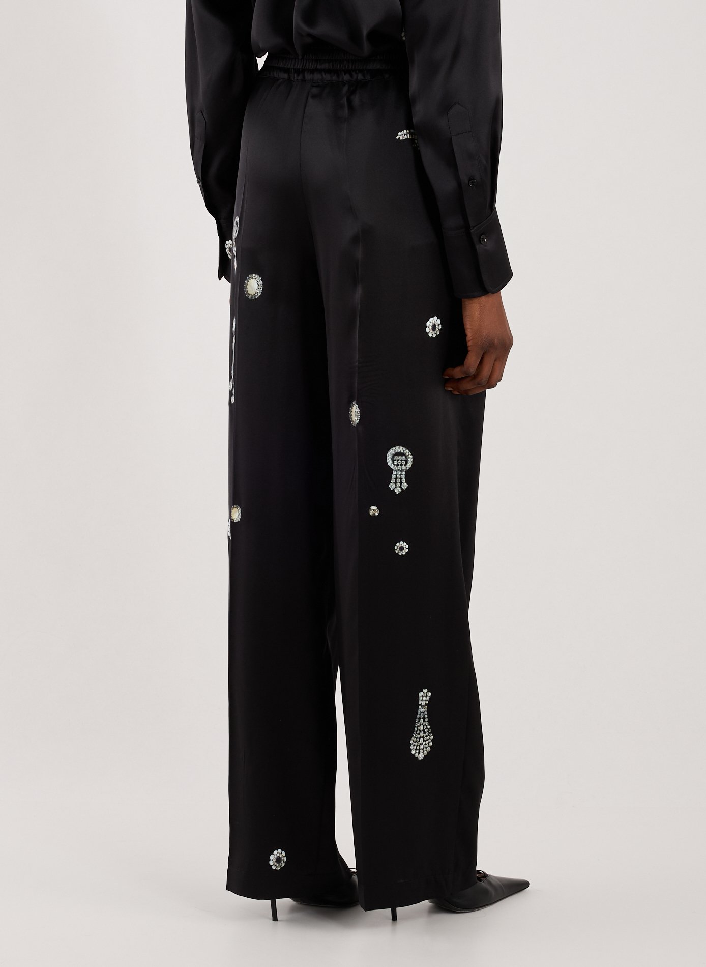 Wide-leg silk trousers VICTORIA BECKHAM Black