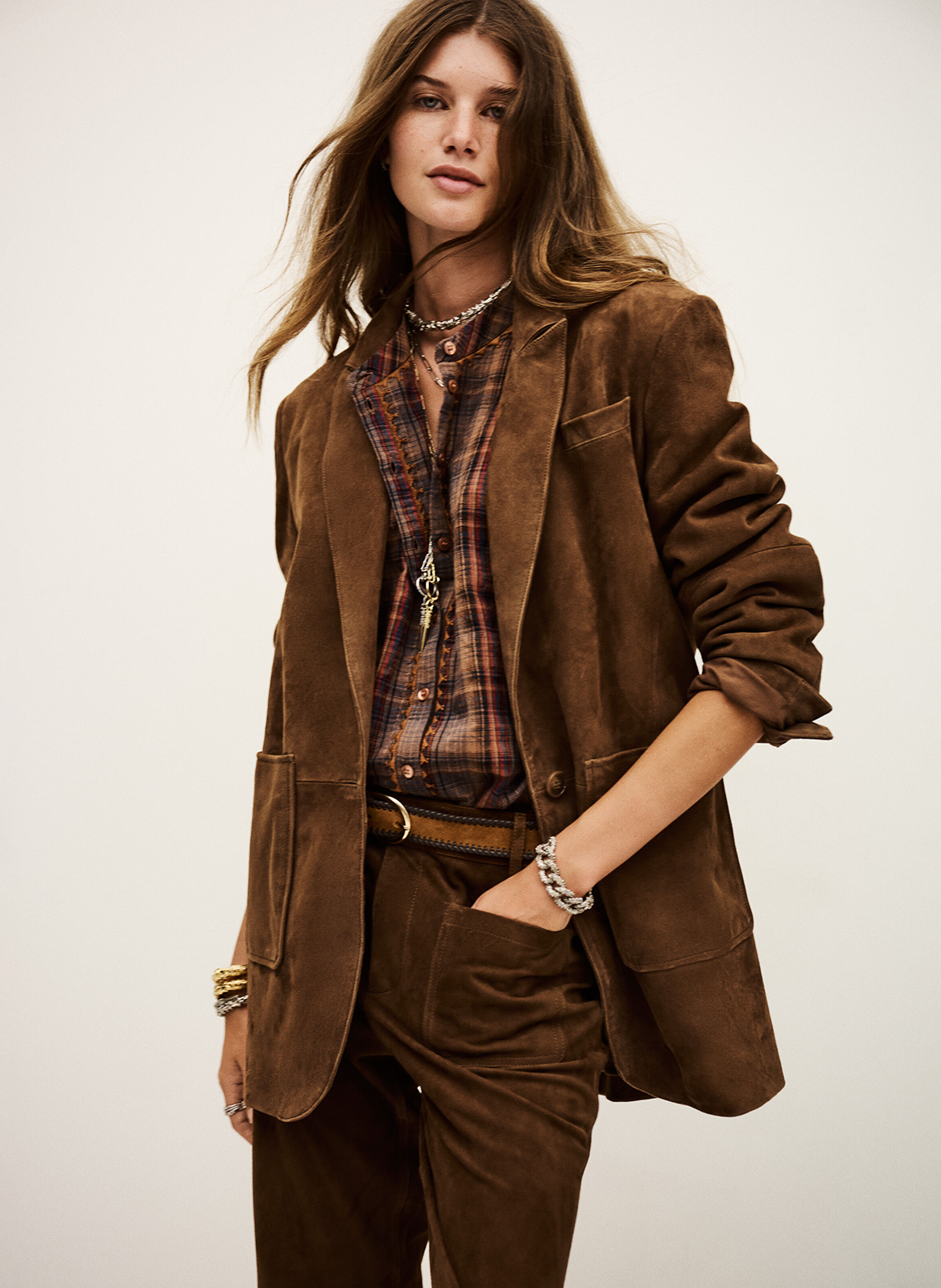 BA&SH Veste de tailleur en cuir mosty Marron