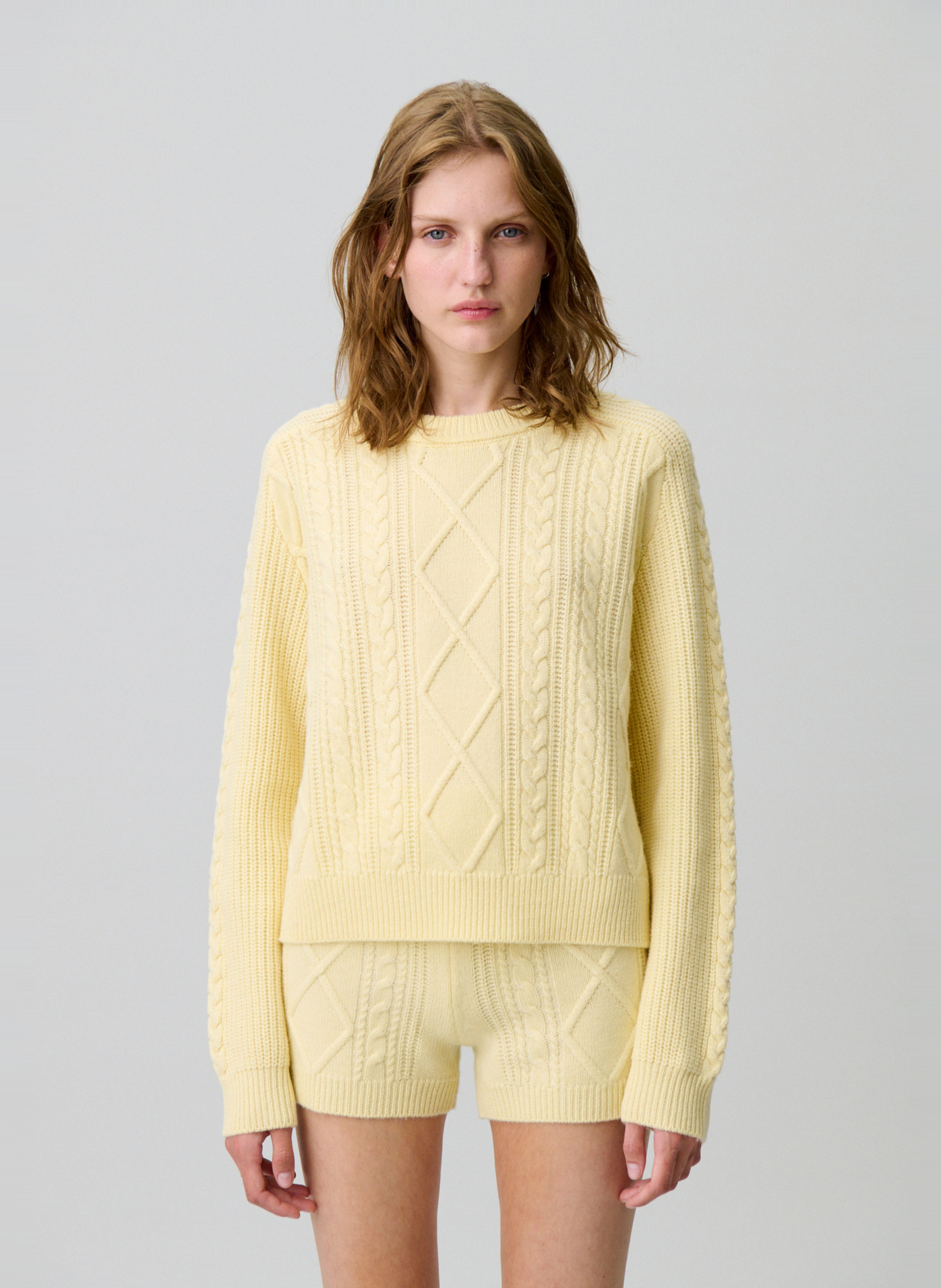 Pull col rond en laine mélangée mirsada CLAUDIE PIERLOT Jaune