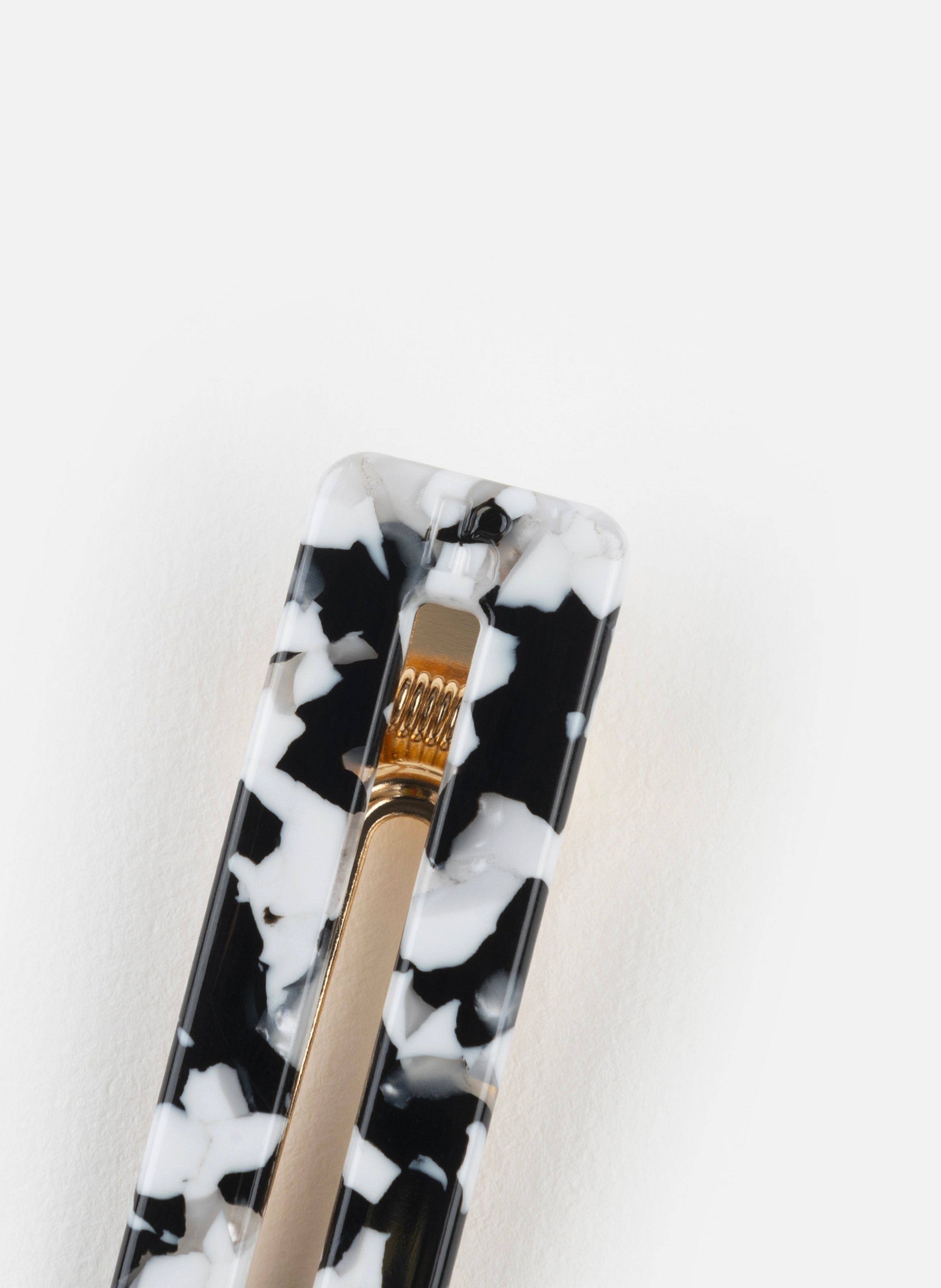 Barrette à cheveux rectangle en acétate de cellulose et acier inoxydable KURAGE GINZA Noir