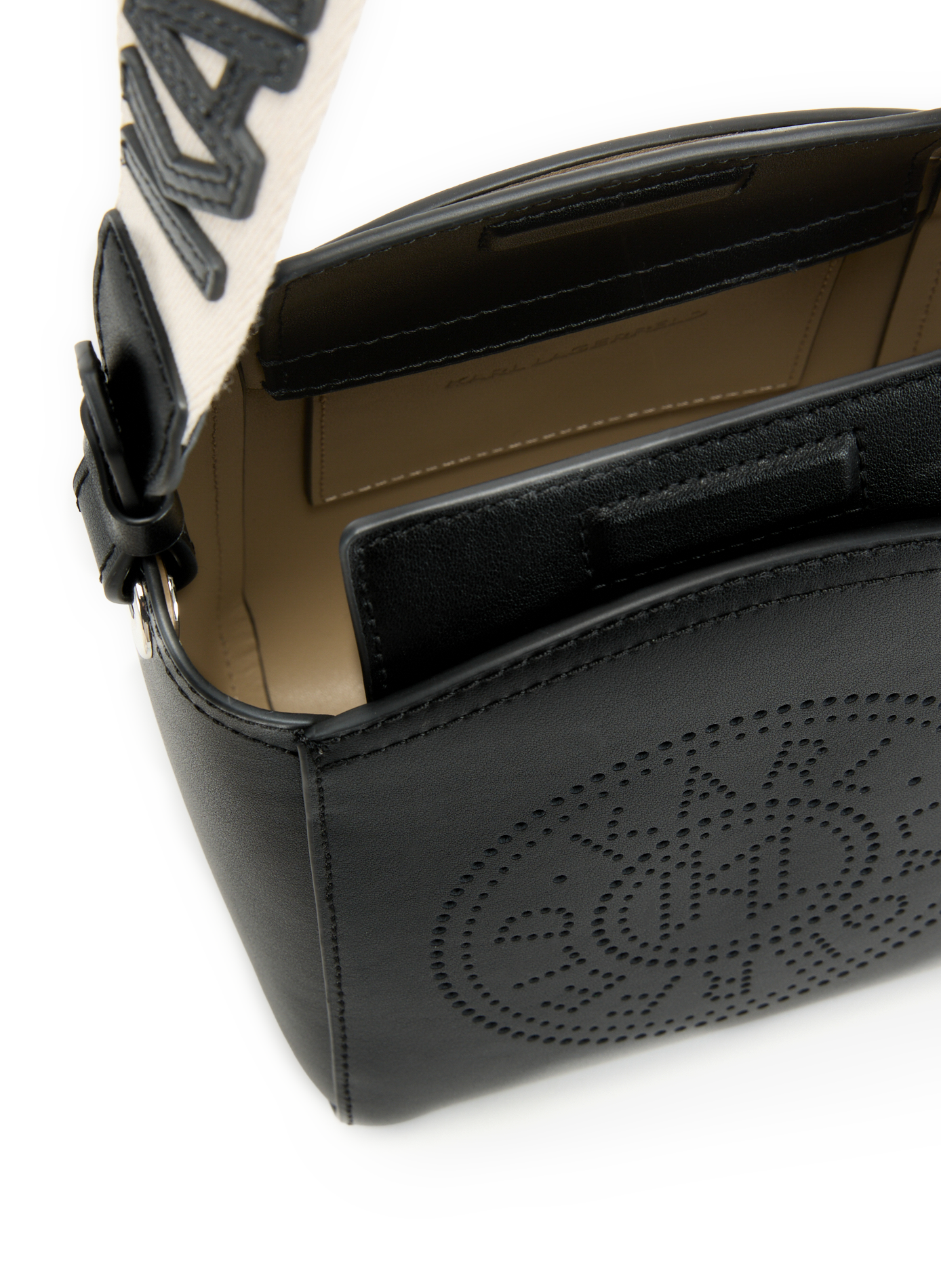 Petit sac bandoulière seau en cuir KARL LAGERFELD Noir