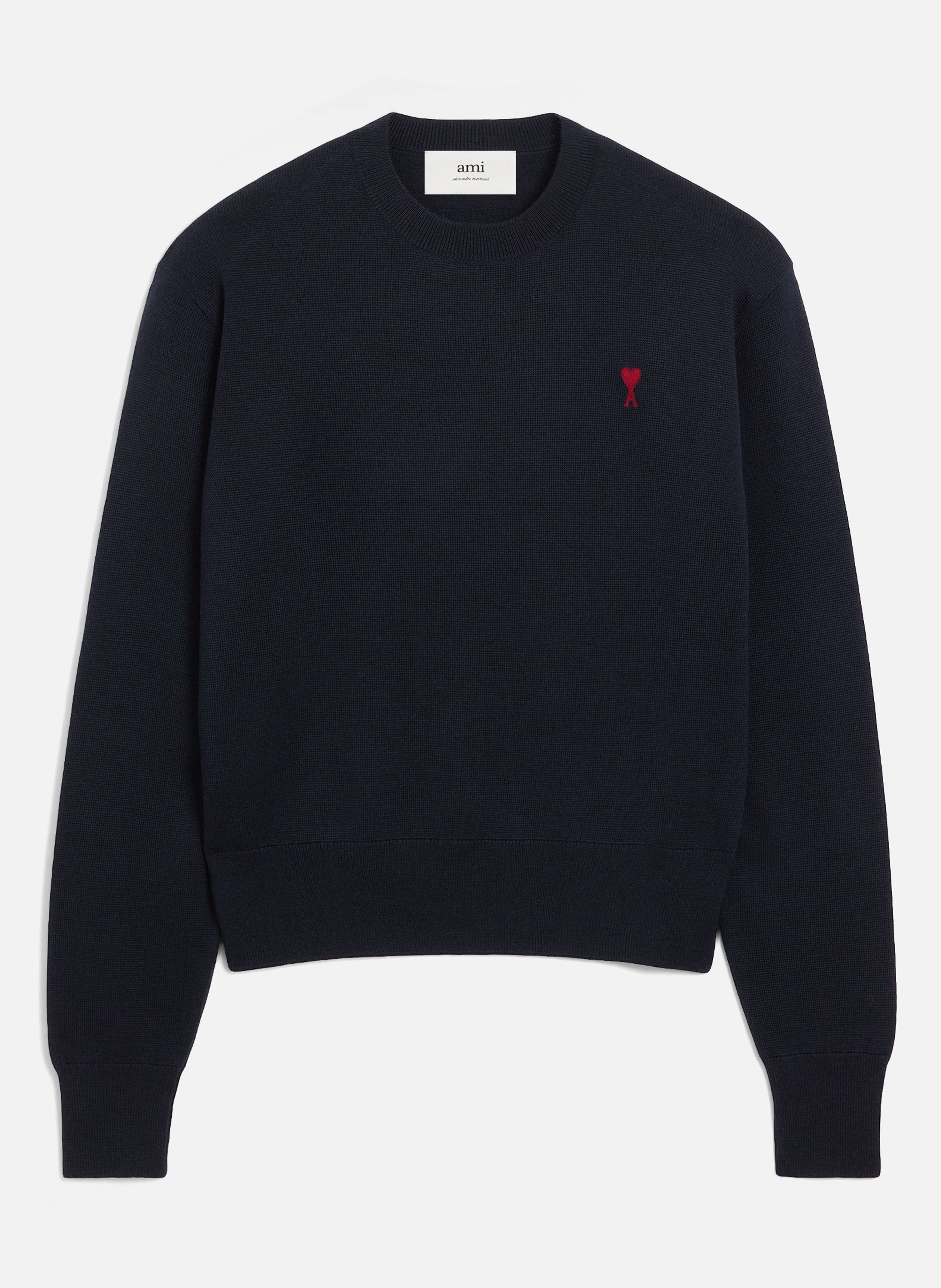 Pull col rond ami de coeur en laine AMI PARIS Bleu