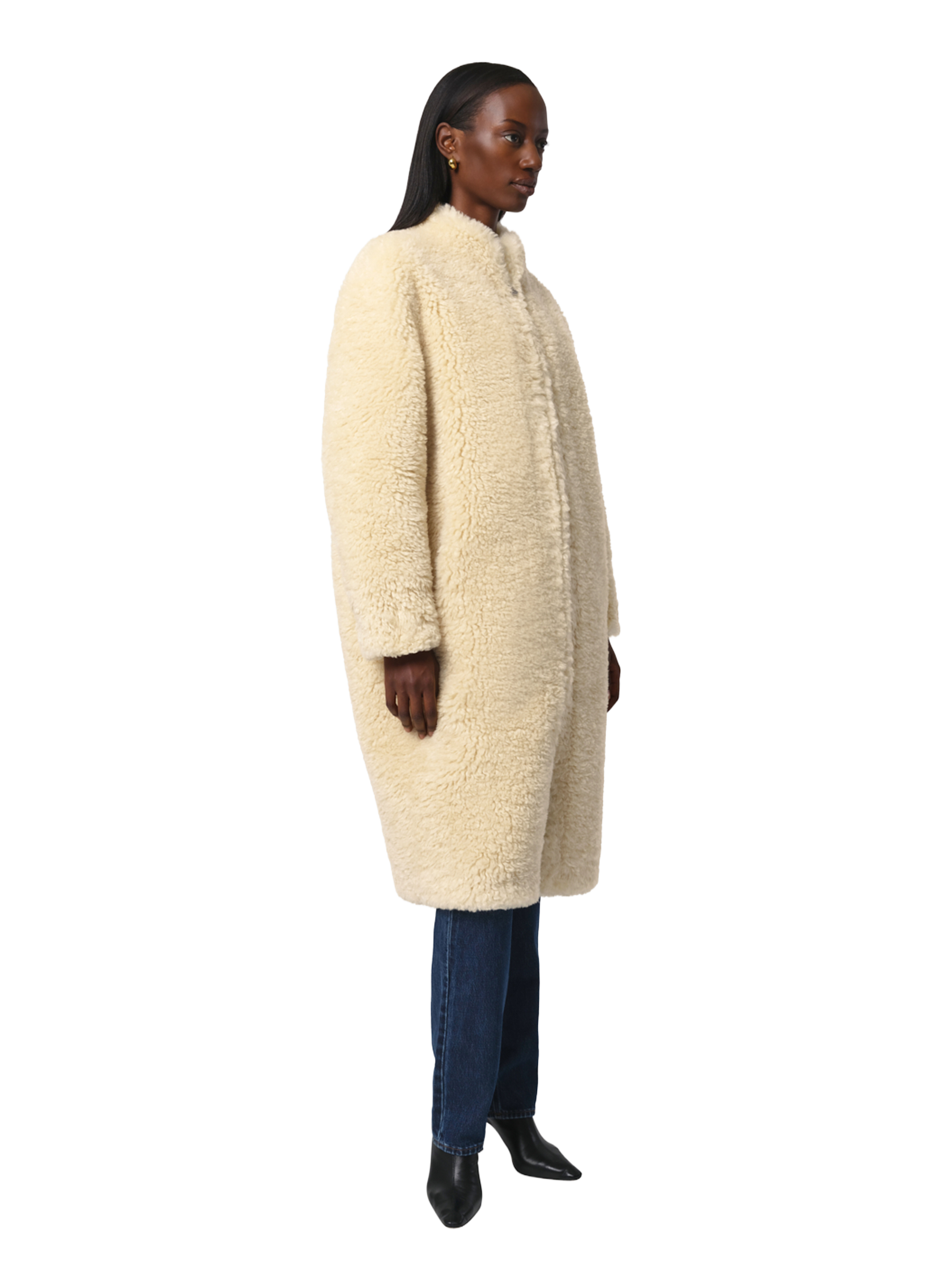 Shearling straight coat APPARIS White