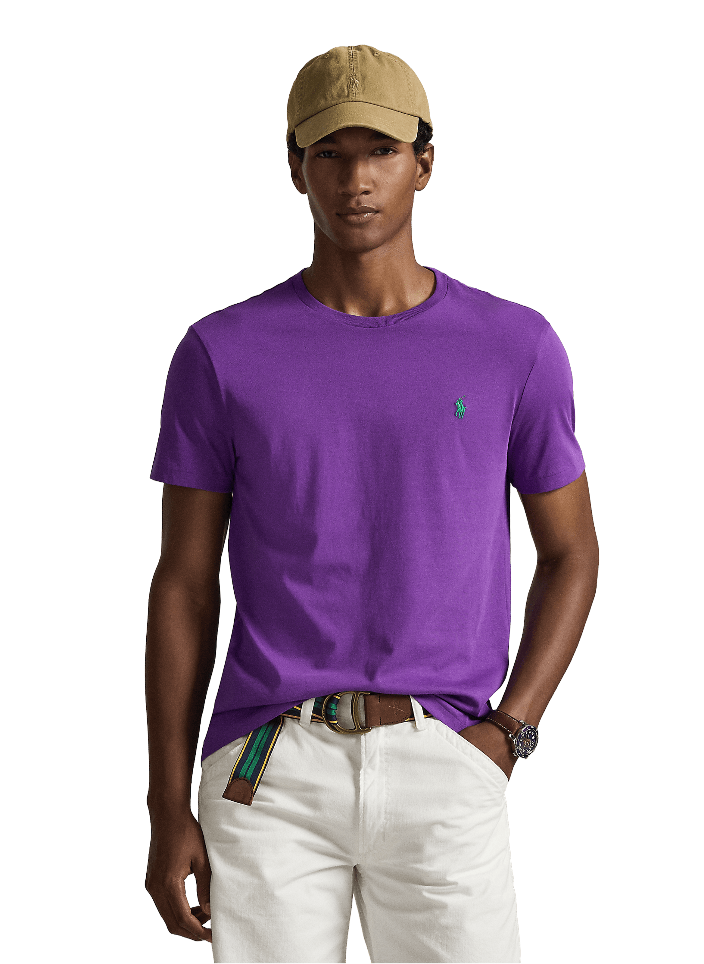 T-shirt slim en coton POLO RALPH LAUREN Violet