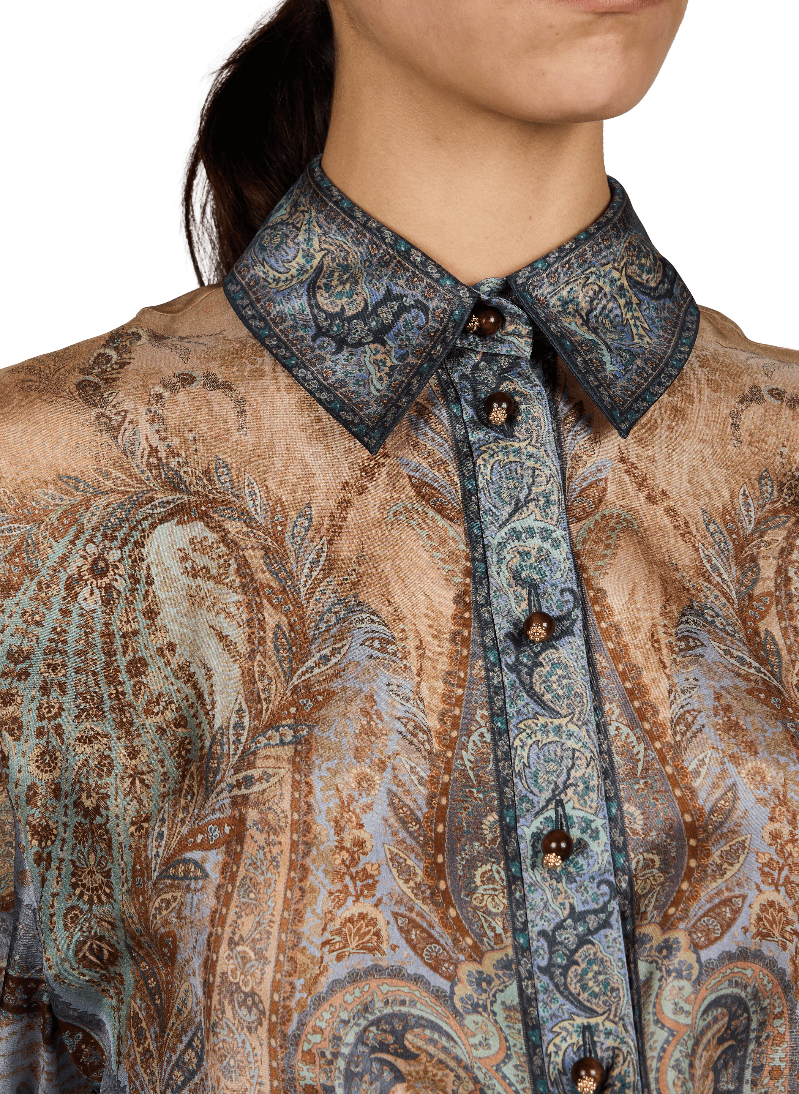 Short-sleeved silk shirt with classic collar ZIMMERMANN Multicolour