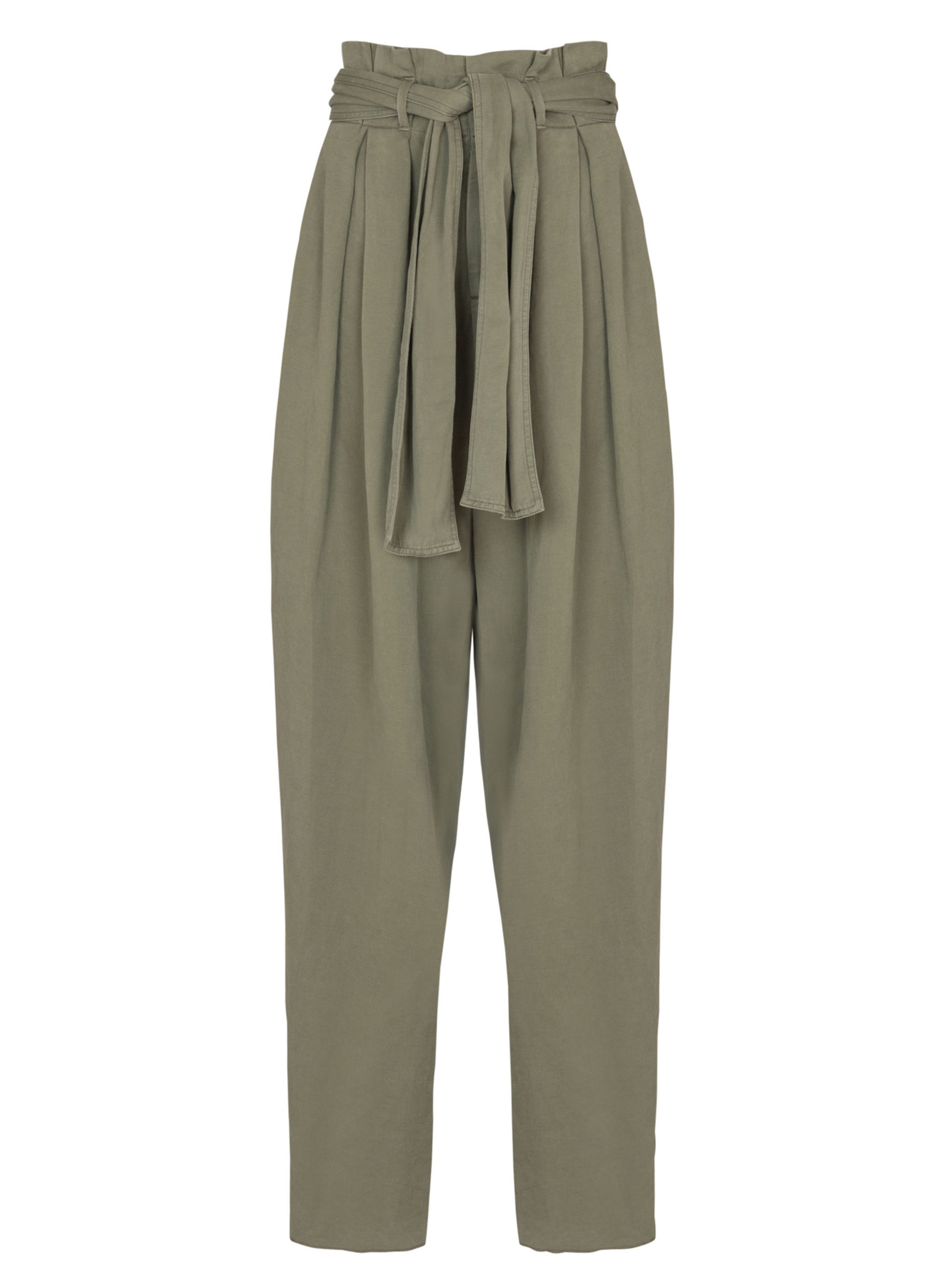 Pantalon taille haute en sergé BALMAIN Vert
