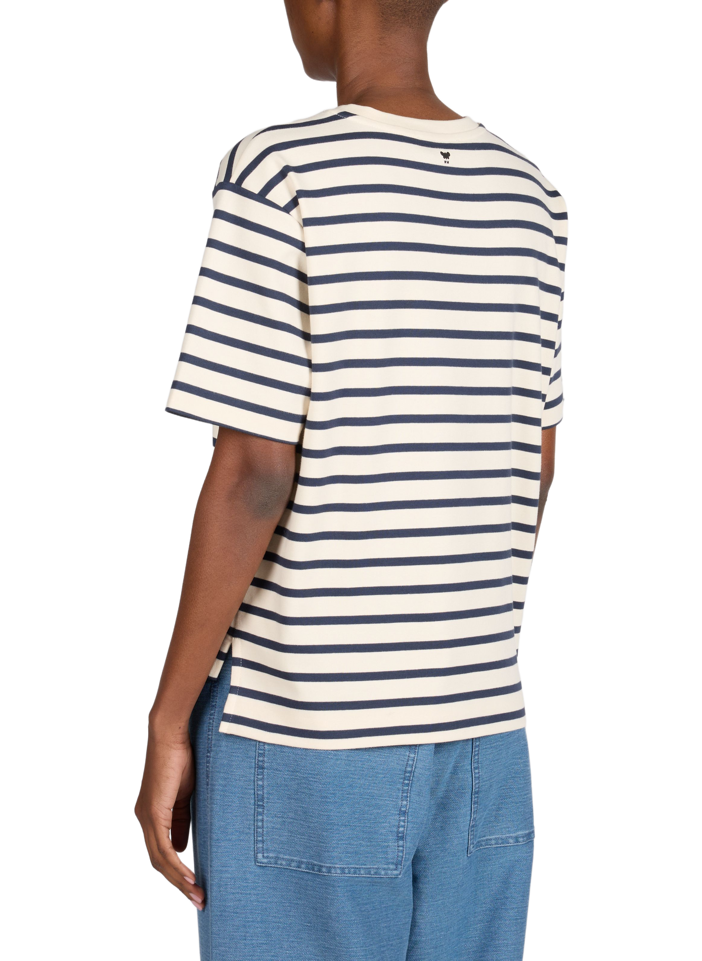 Round neck striped cotton T-shirt WEEK END Beige