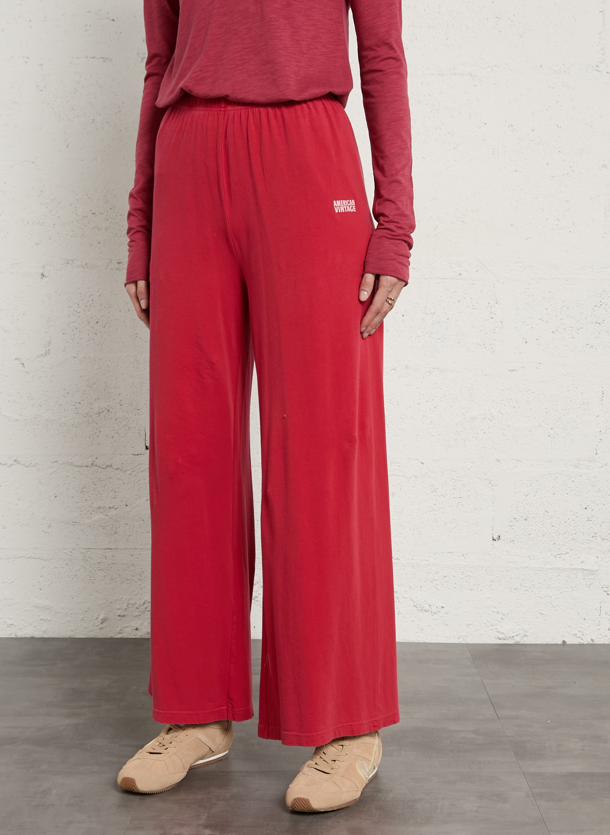 Jogging large taille haute en coton mélangé pymaz AMERICAN VINTAGE Rouge