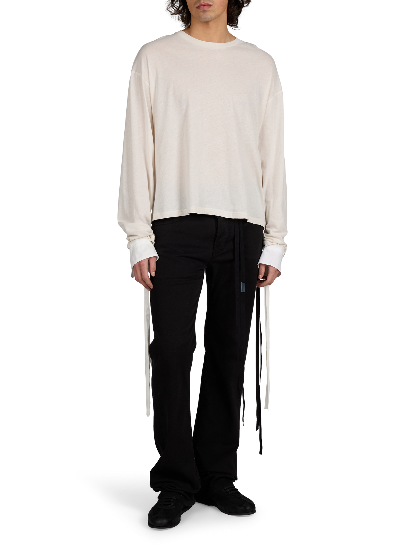 T-shirt Emiliuis à manches extra-longues en coton ANN DEMEULEMEESTER Blanc