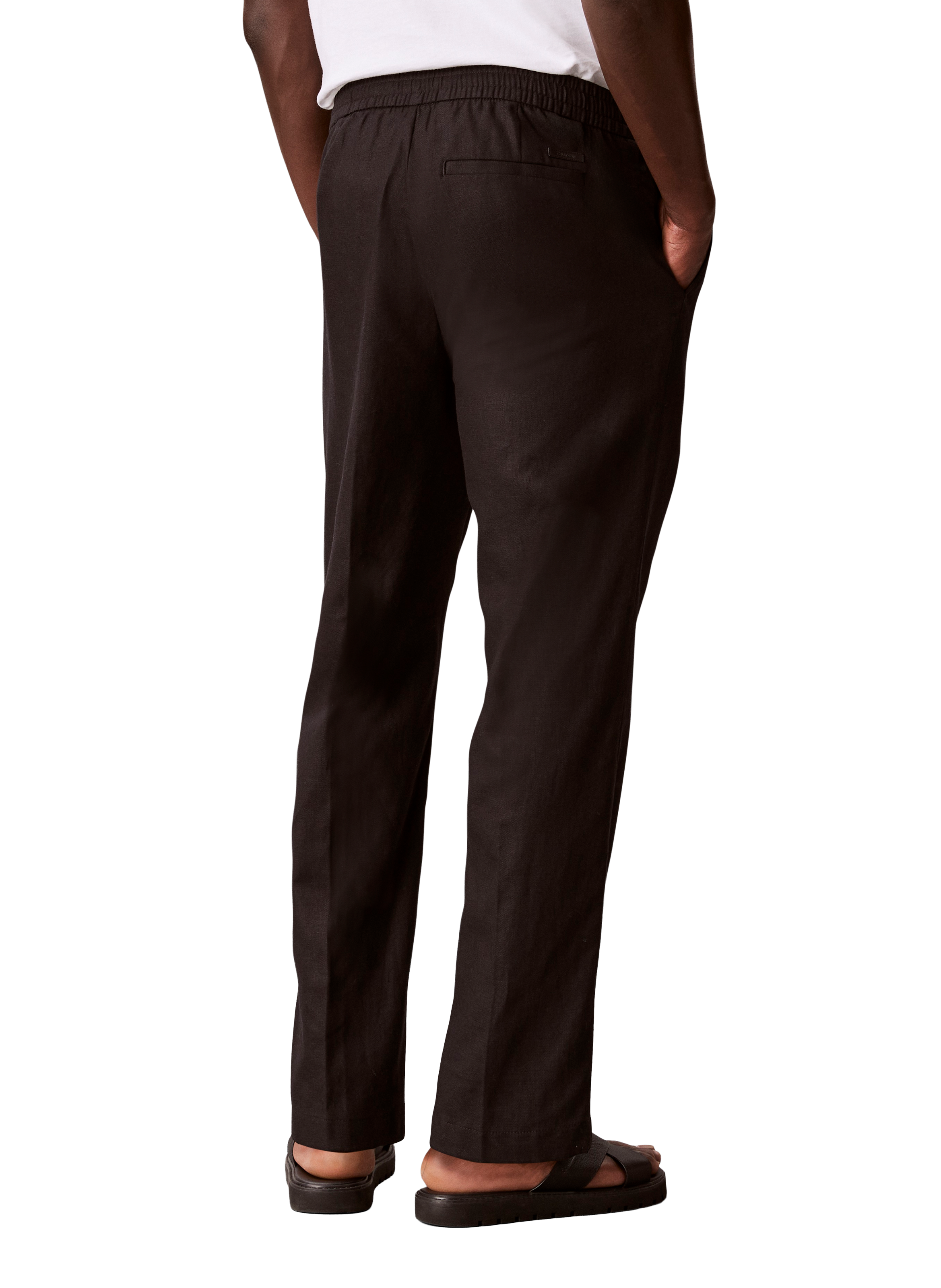 Gerade geschnittene Hose aus Leinen und BCI-Baumwolle CALVIN KLEIN Schwarz