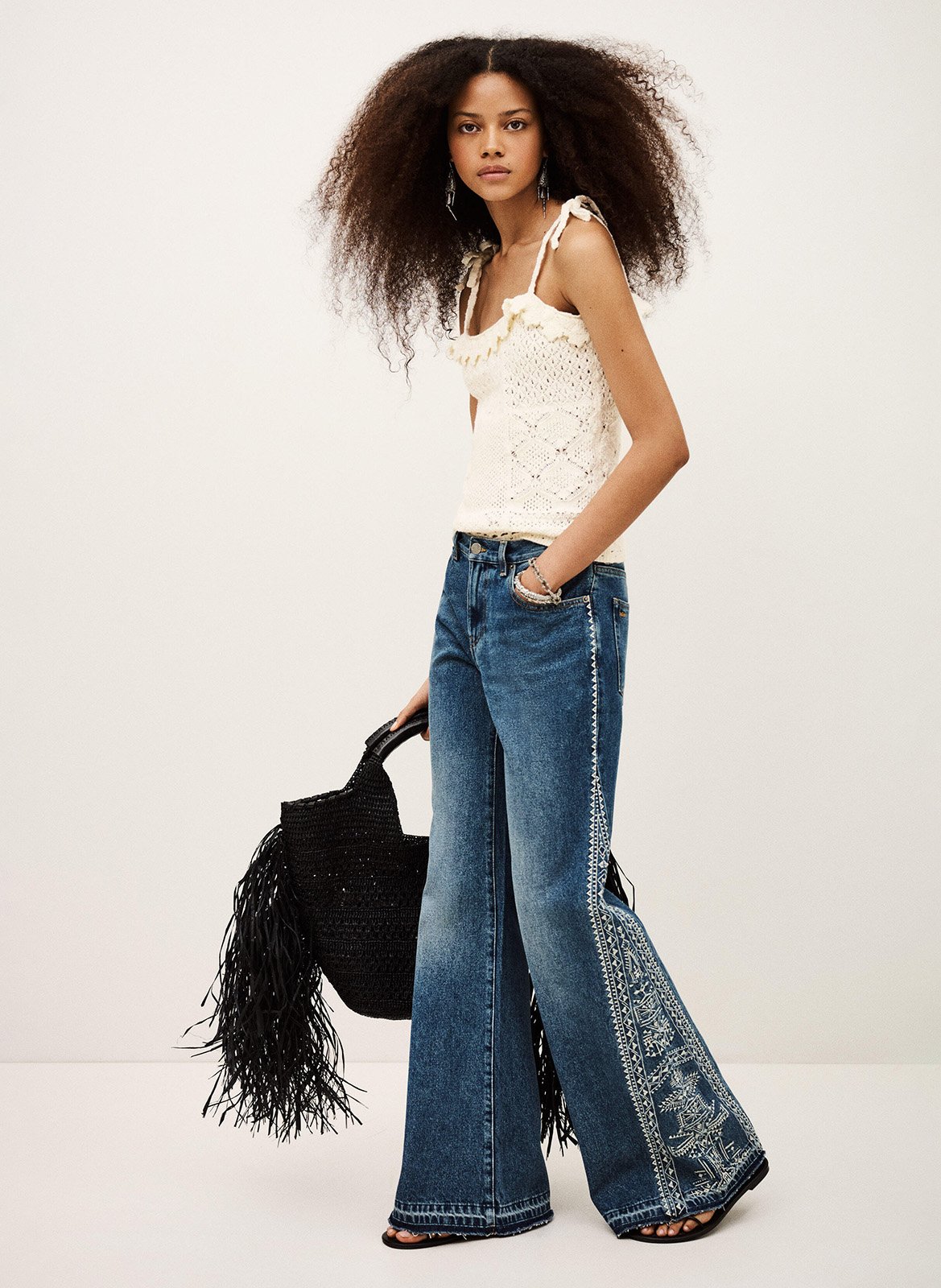 Débardeur col rond en maille de coton sela BA&SH Beige