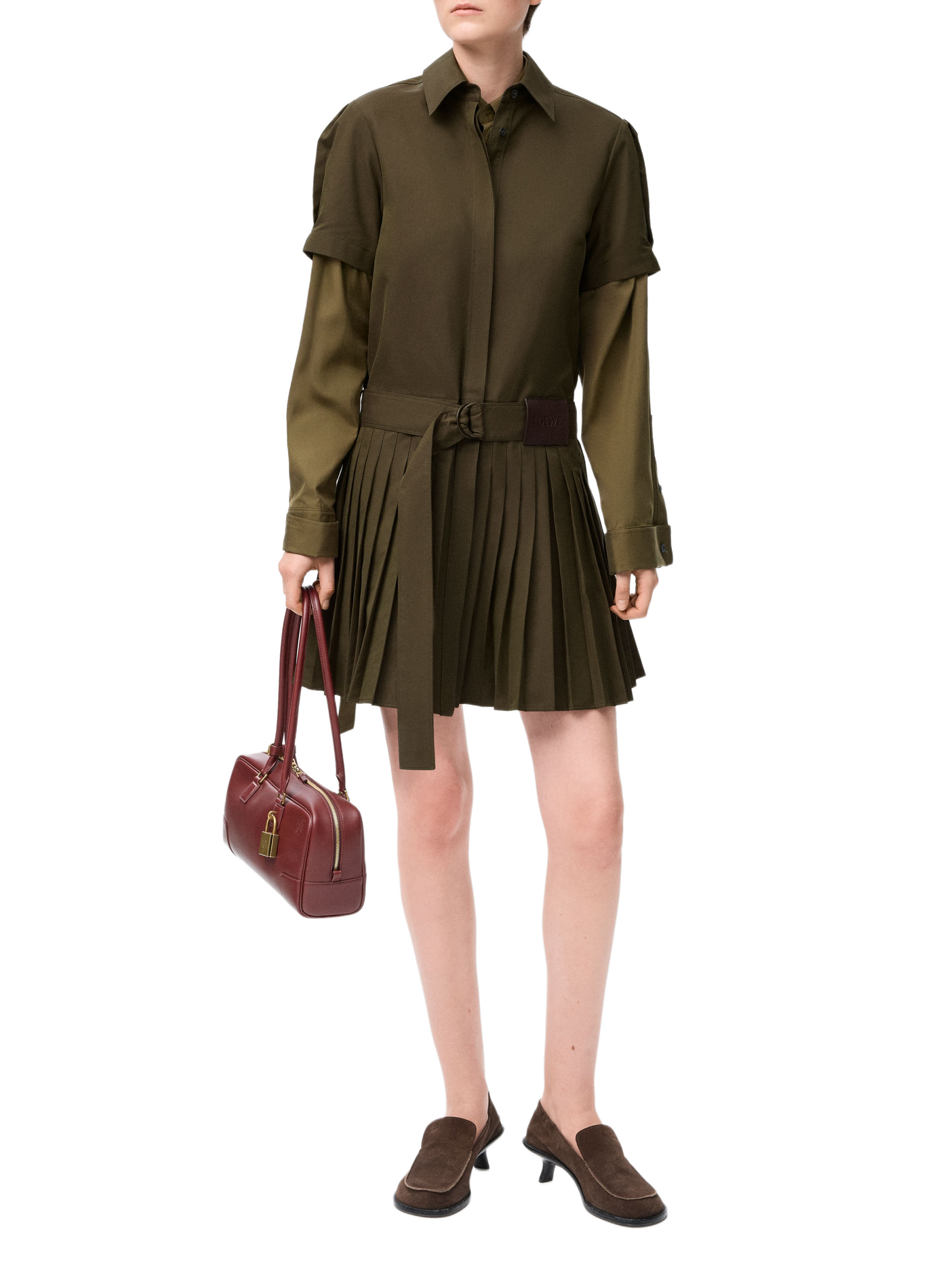 Robe plissée en coton mélangé LOEWE Vert