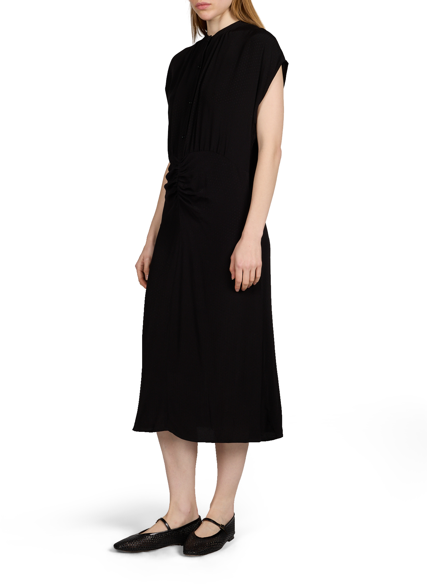 Long Jacquard Button-Up Dress ARTLOVE Black