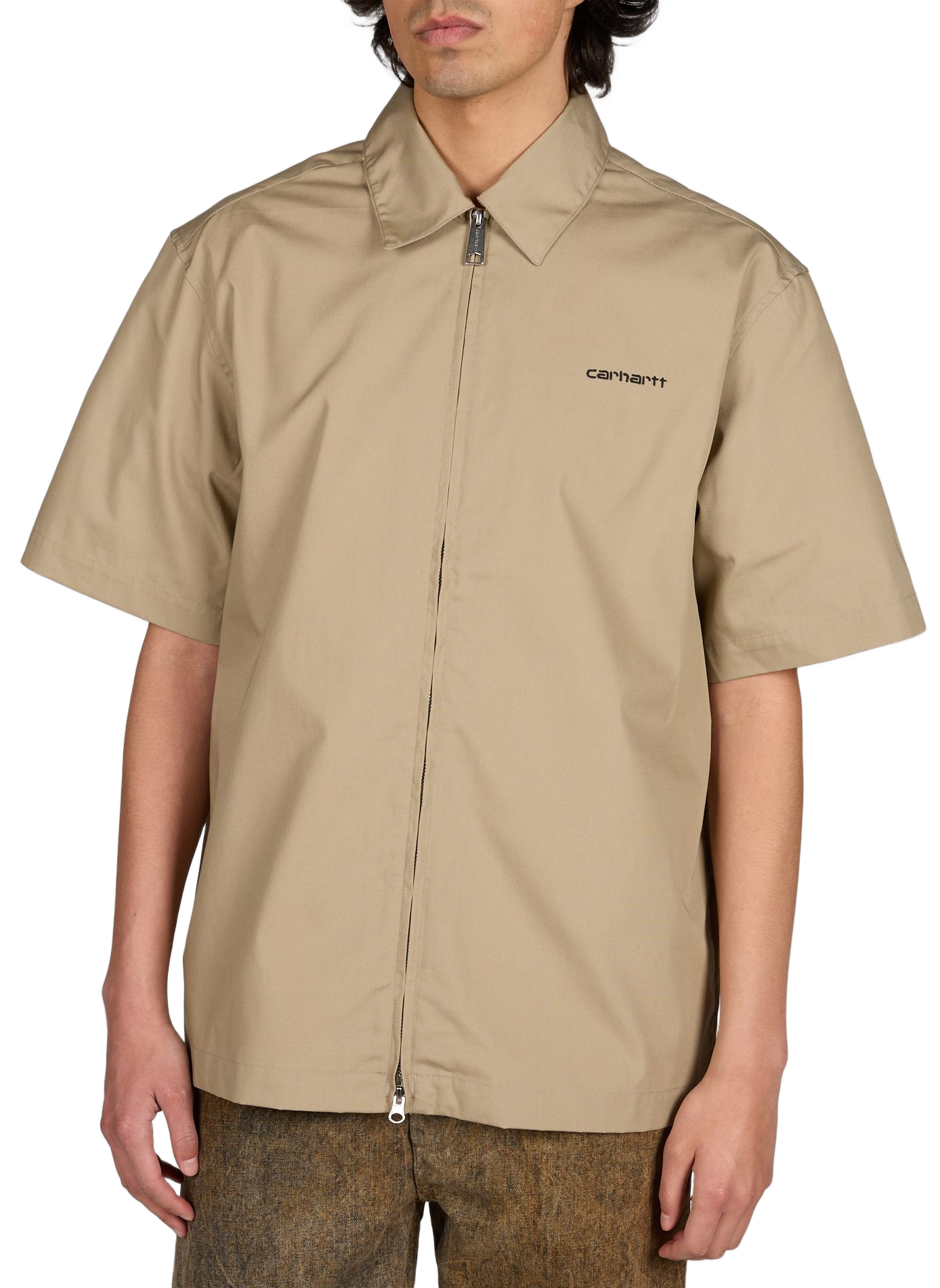 Shirt with zip collar and short sleeves CARHARTT WIP Beige