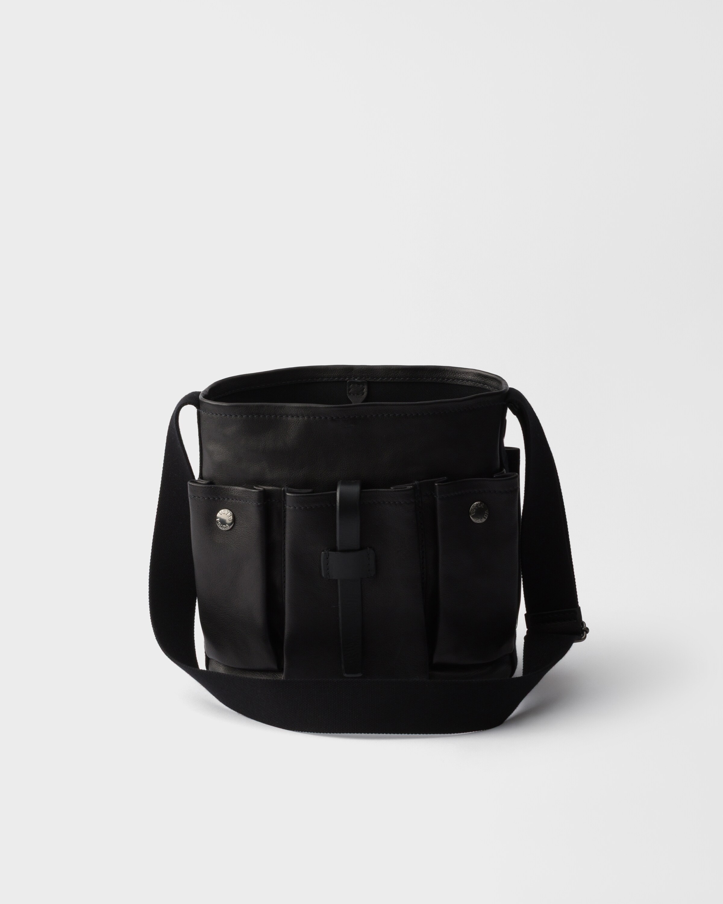 Mini sac seau prada route en cuir PRADA Noir