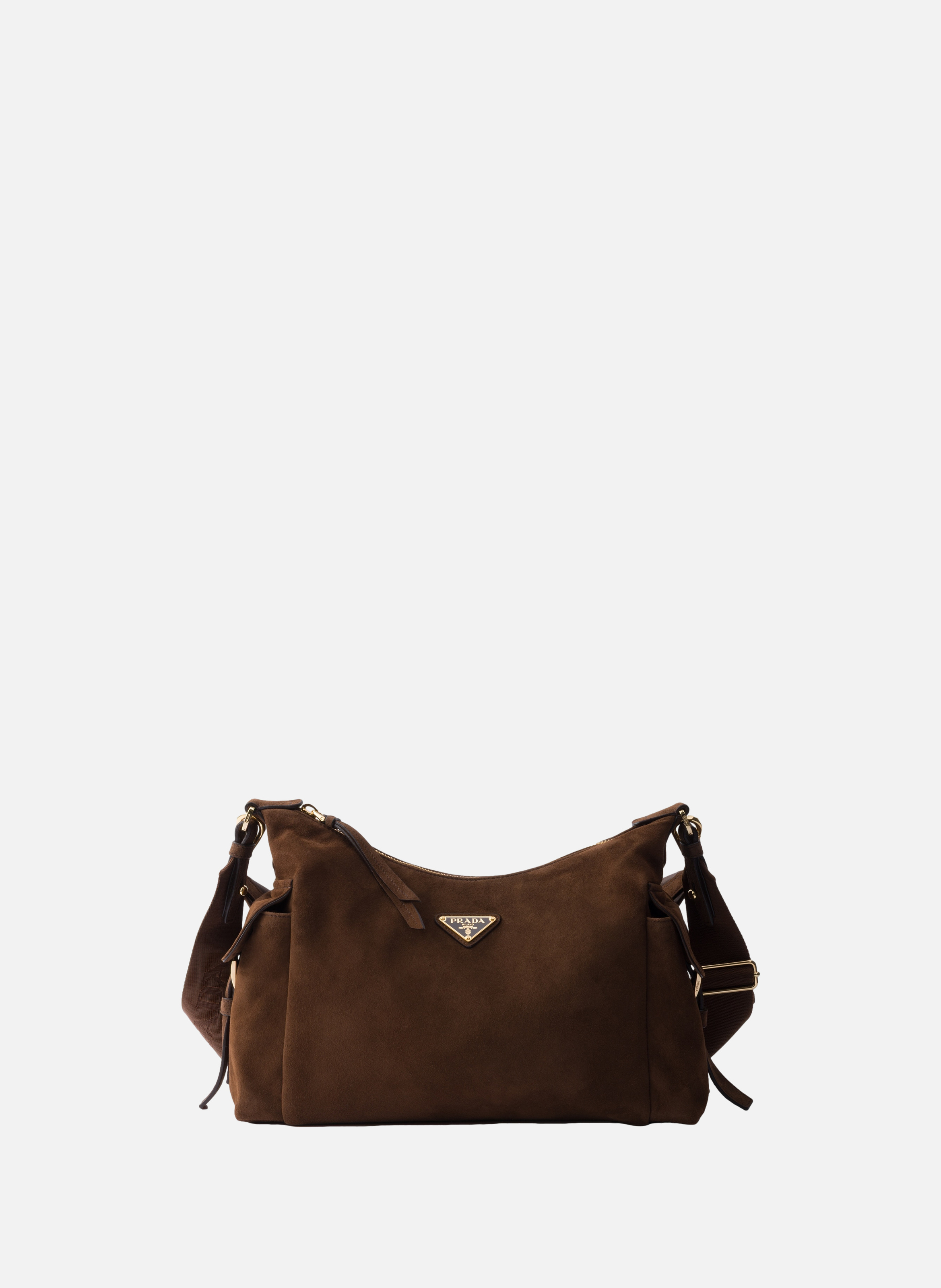 Grand sac prada explore en daim PRADA Marron