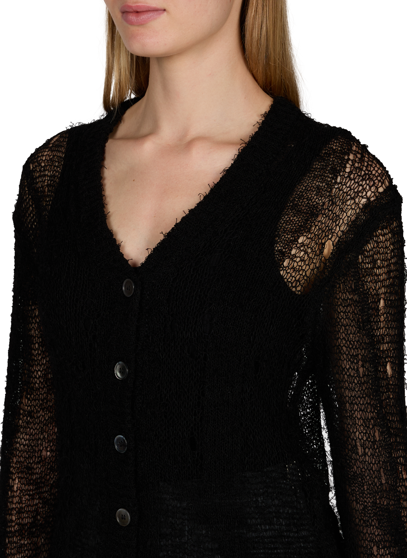 Cardigan maille large en lin et coton mélangés OUR LEGACY Noir