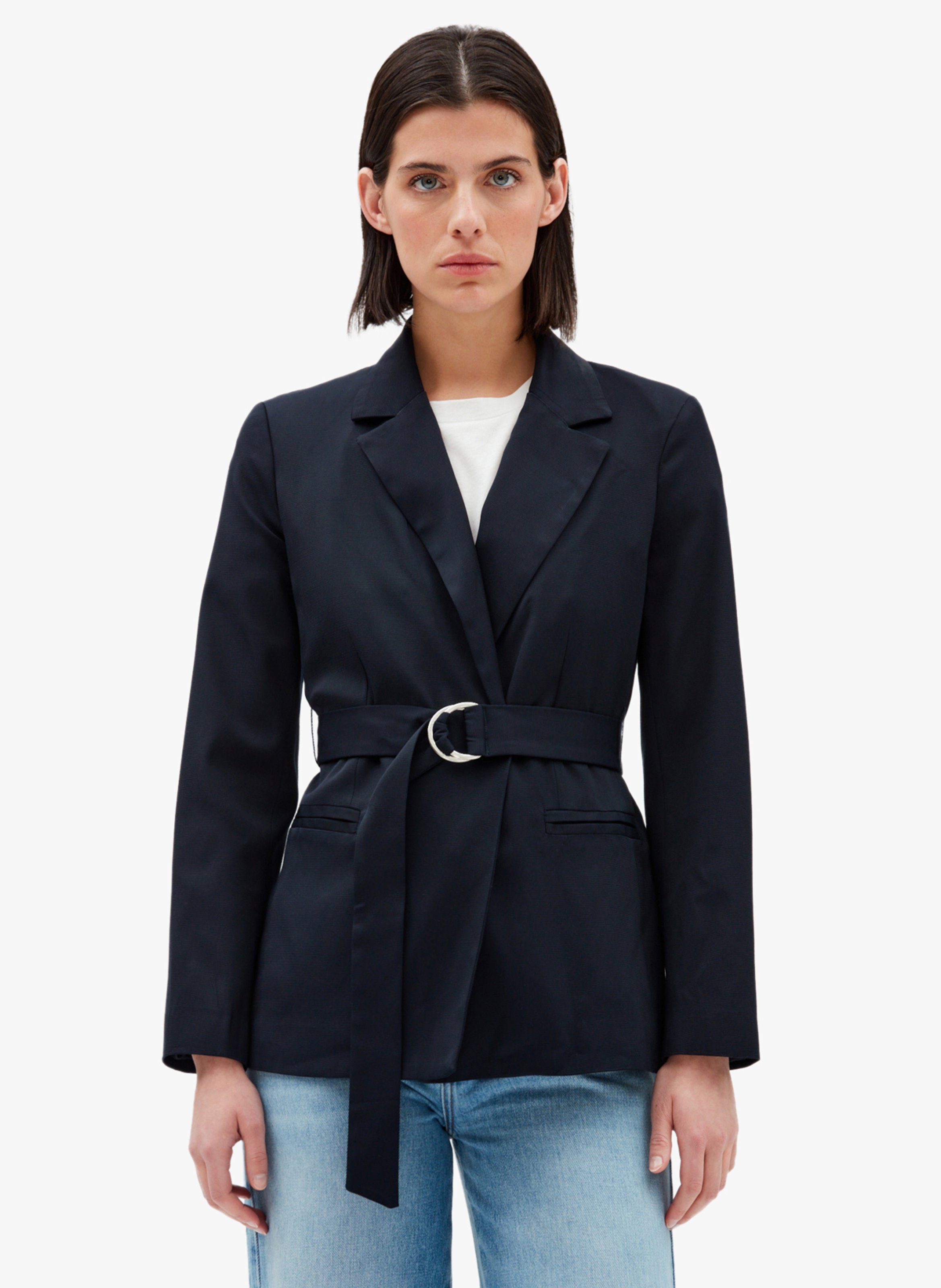Veste col tailleur cintrée ceinturée CLAUDIE PIERLOT Bleu