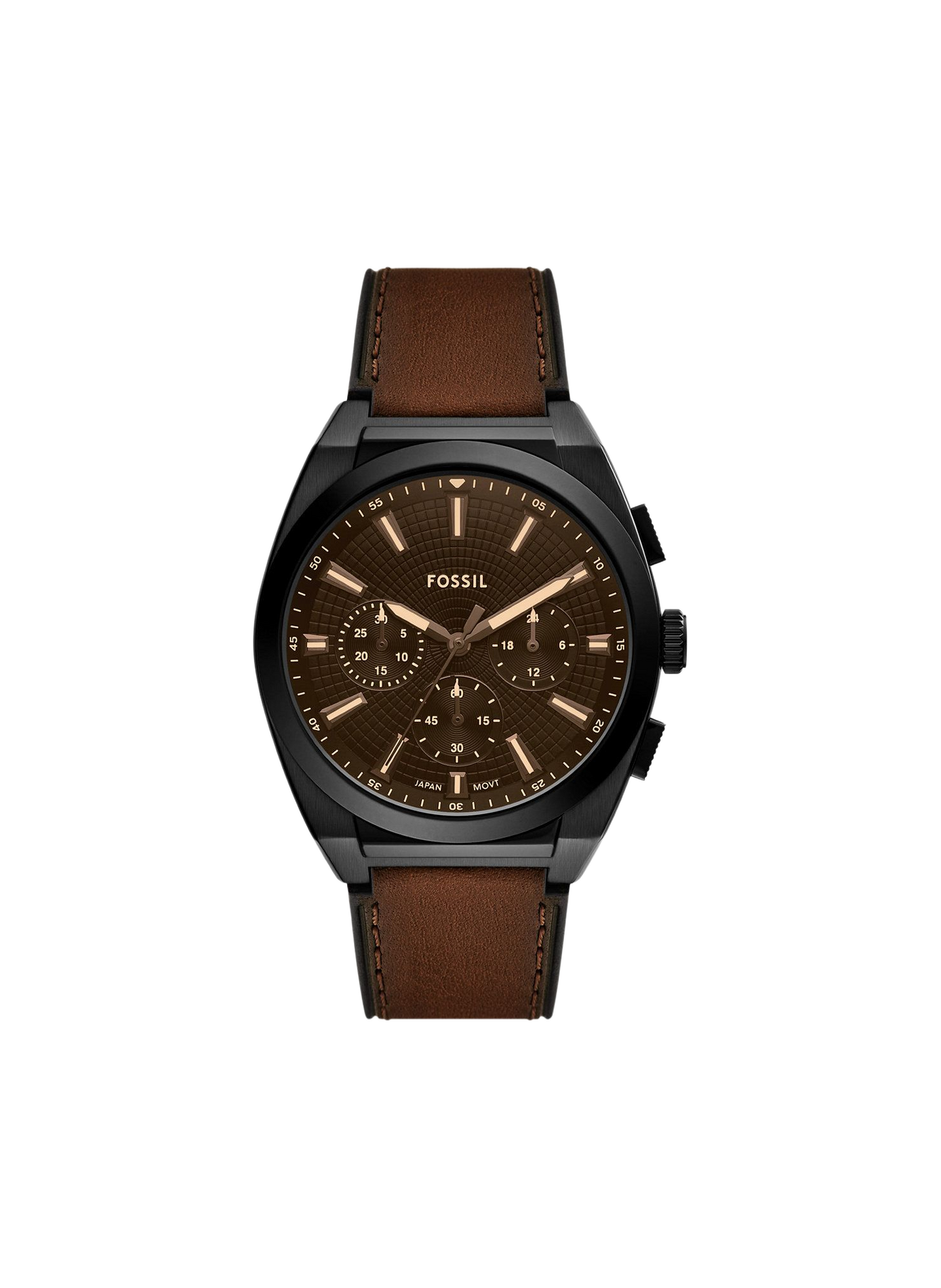 Montre quartz Everett en cuir FOSSIL Noir