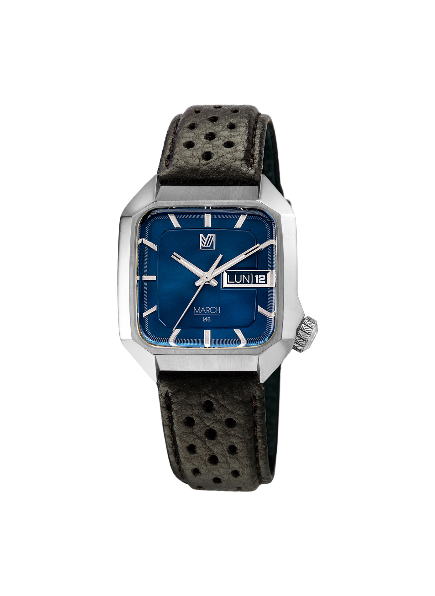 Montre quartz AM2 Slim en cuir de buffle MARCH LA.B Bleu