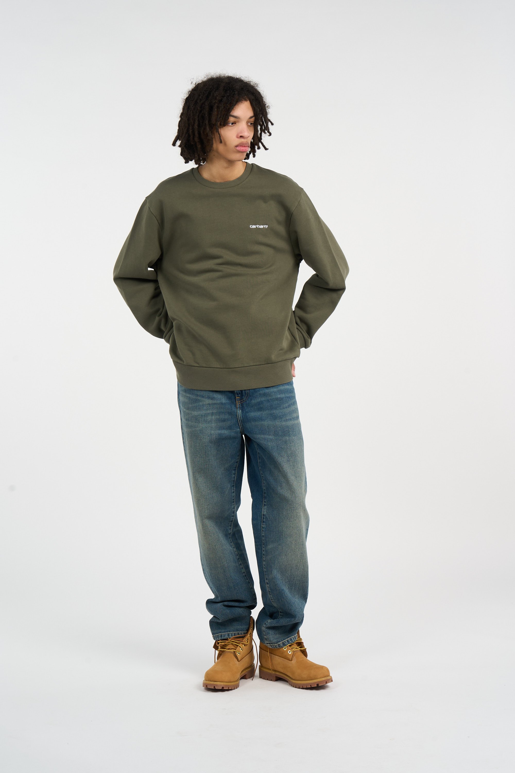 Sweatshirt script embroidery sweat CARHARTT WIP Kaki