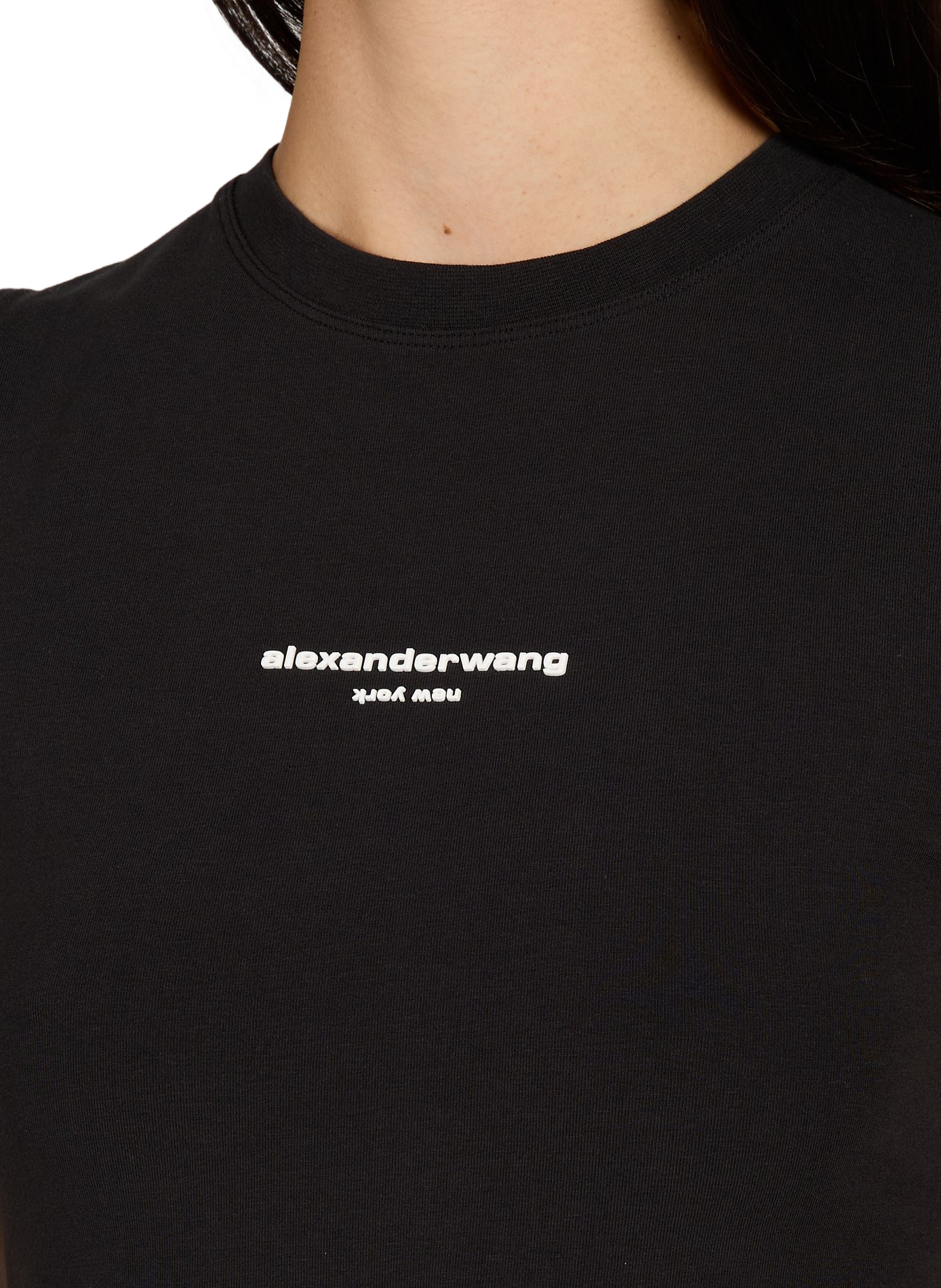 Débardeur col rond en coton mélangé ALEXANDER WANG Noir