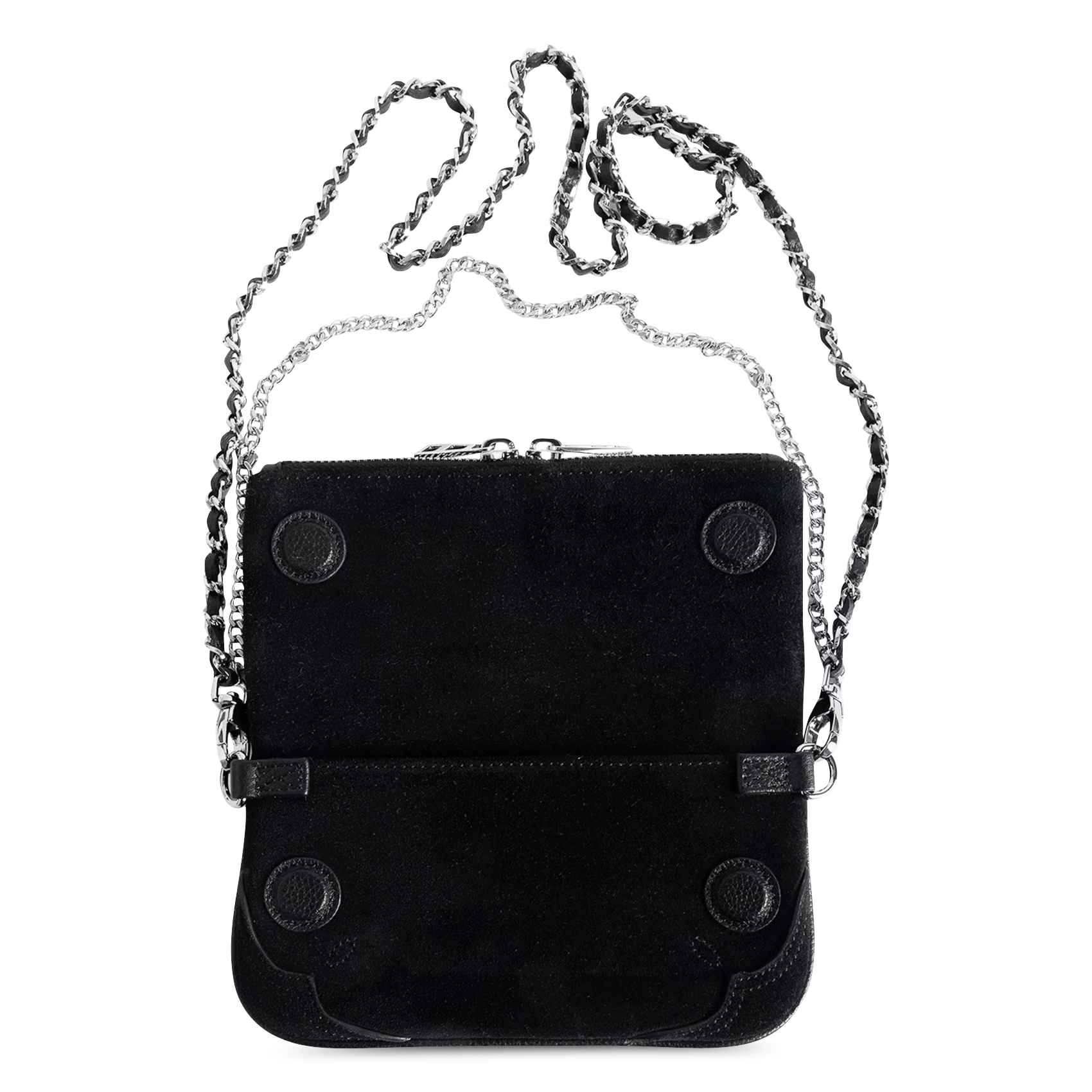 Sac bandoulière en cuir velours rock mini ZADIG&VOLTAIRE Noir