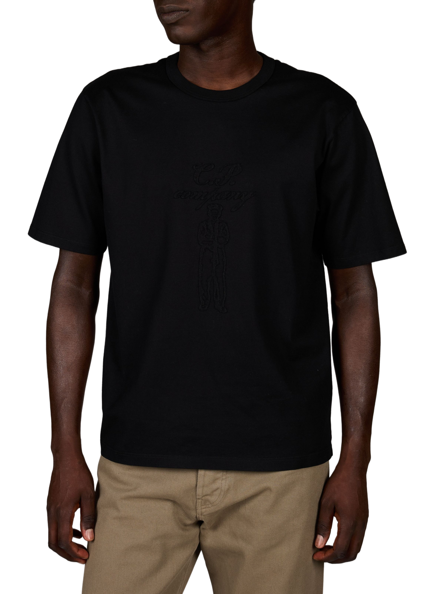 T-Shirt mit gesticktem Logo aus Baumwolle CP COMPANY Schwarz