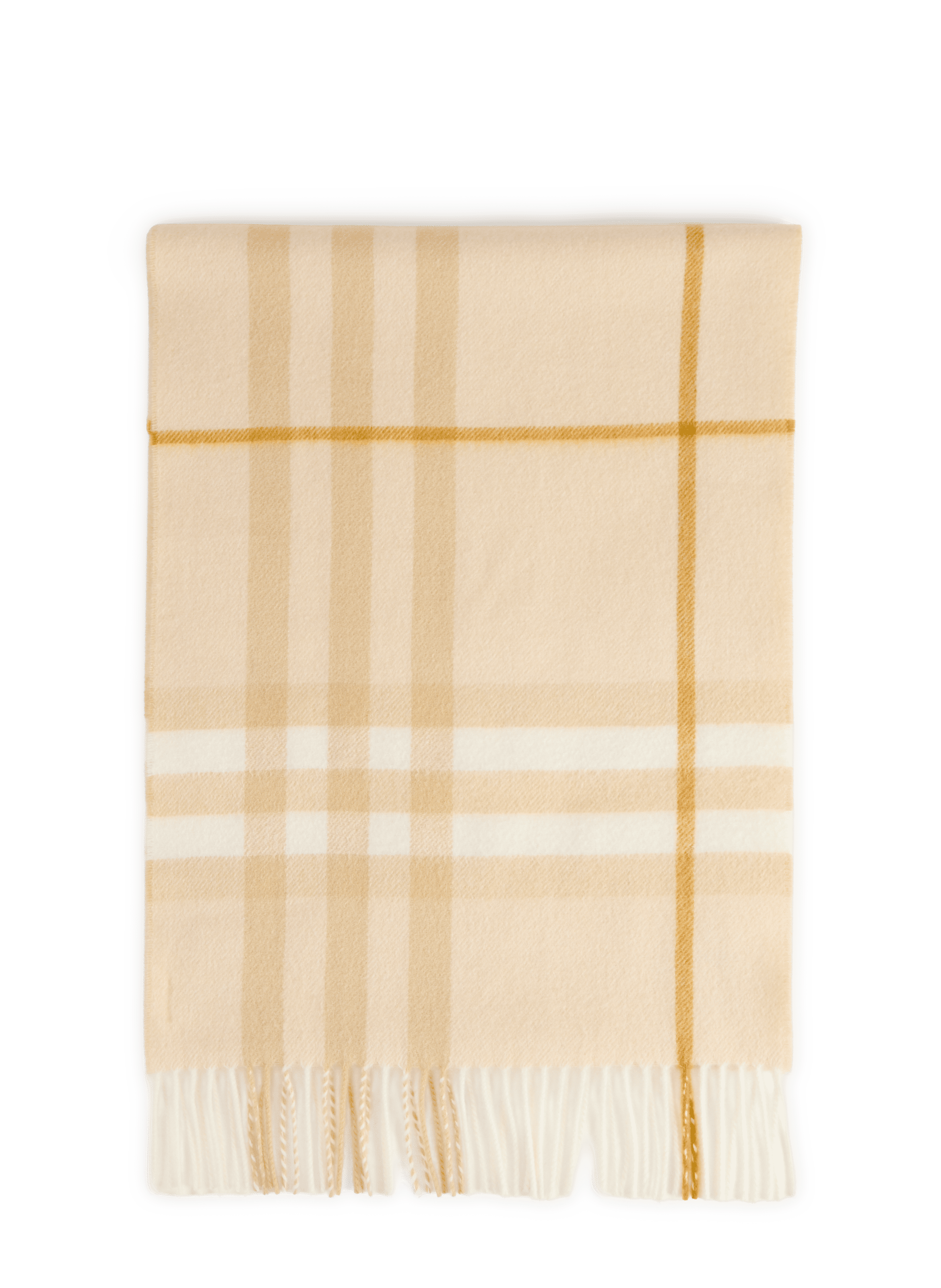 Printed cashmere scarf with fringes BURBERRY White