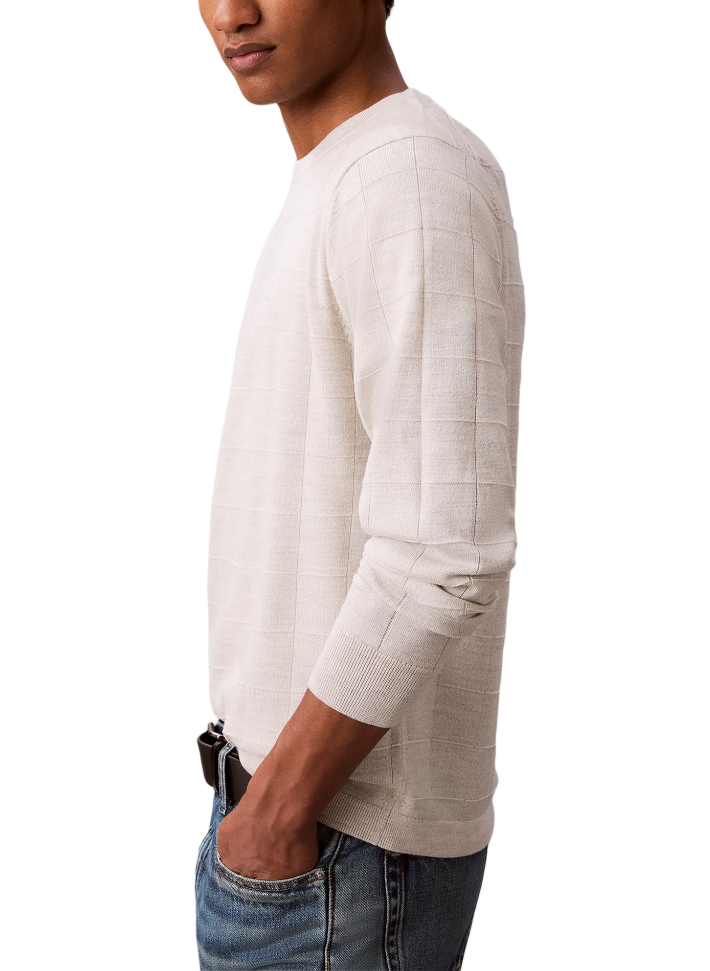 Gerader Merinowollpullover CALVIN KLEIN Grau