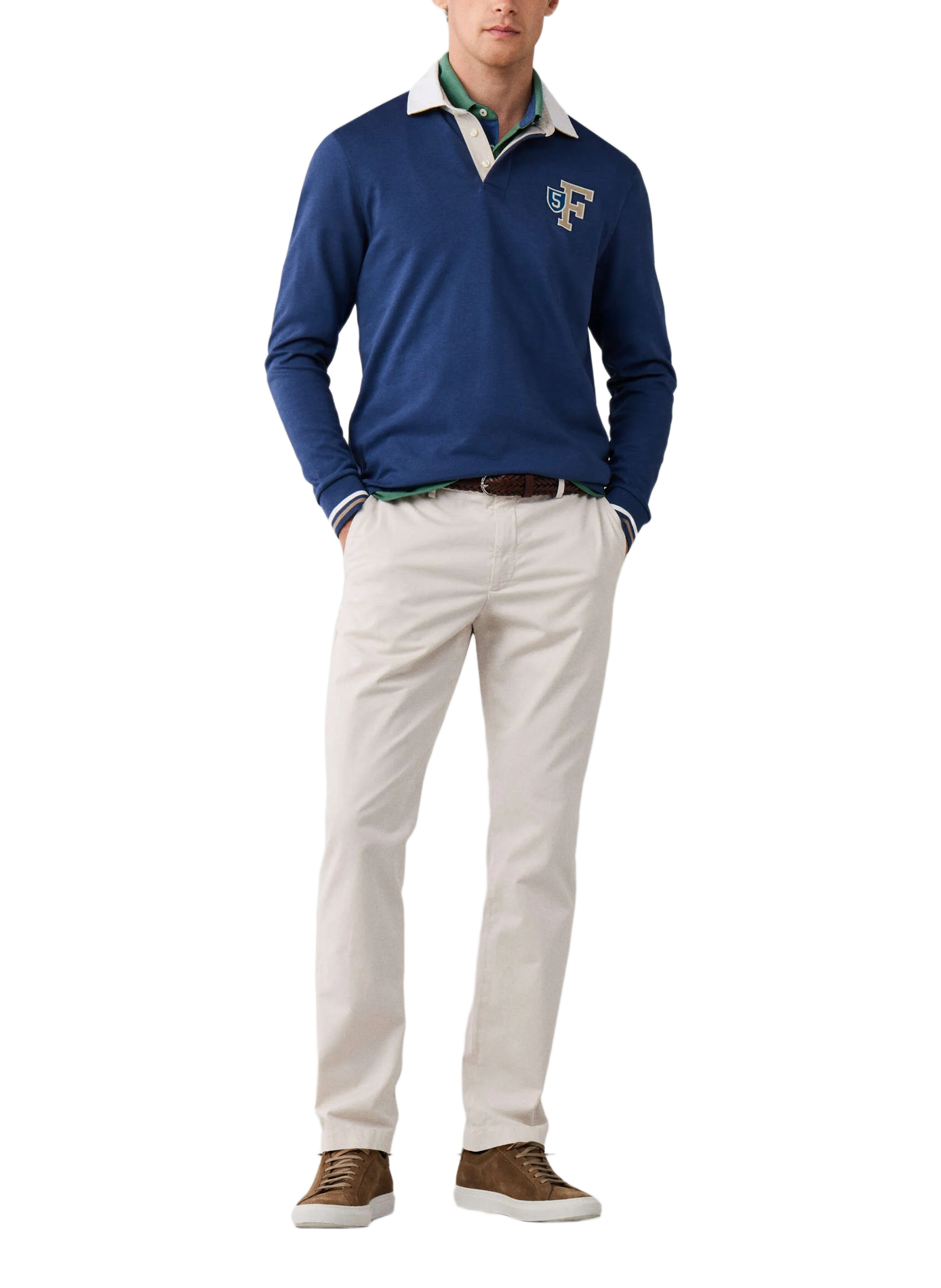 Gerader Polo mit langen Ärmeln aus Baumwolle FACONNABLE Blau